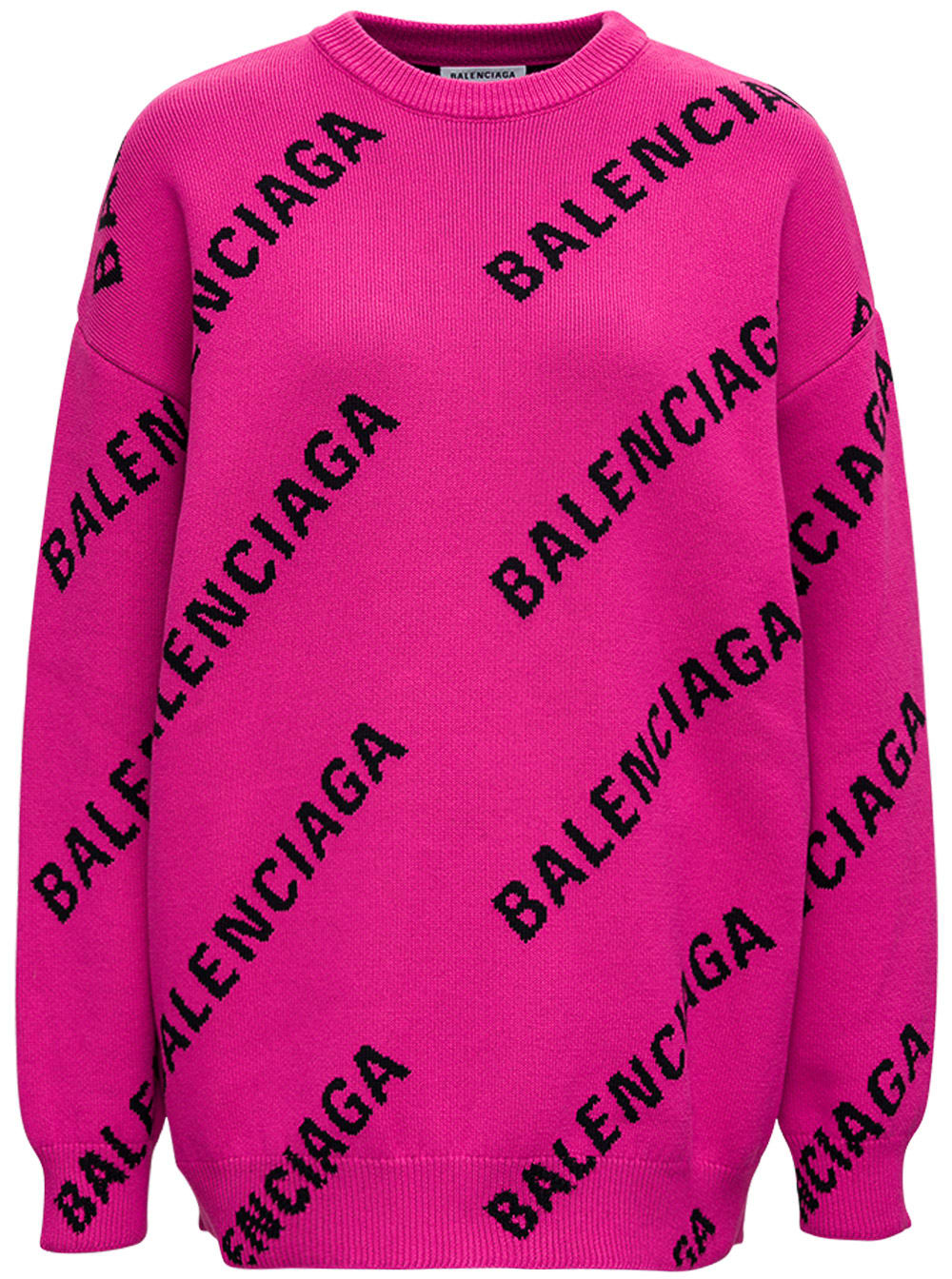 Balenciaga Wool And Cotton Sweater With Allover Logo