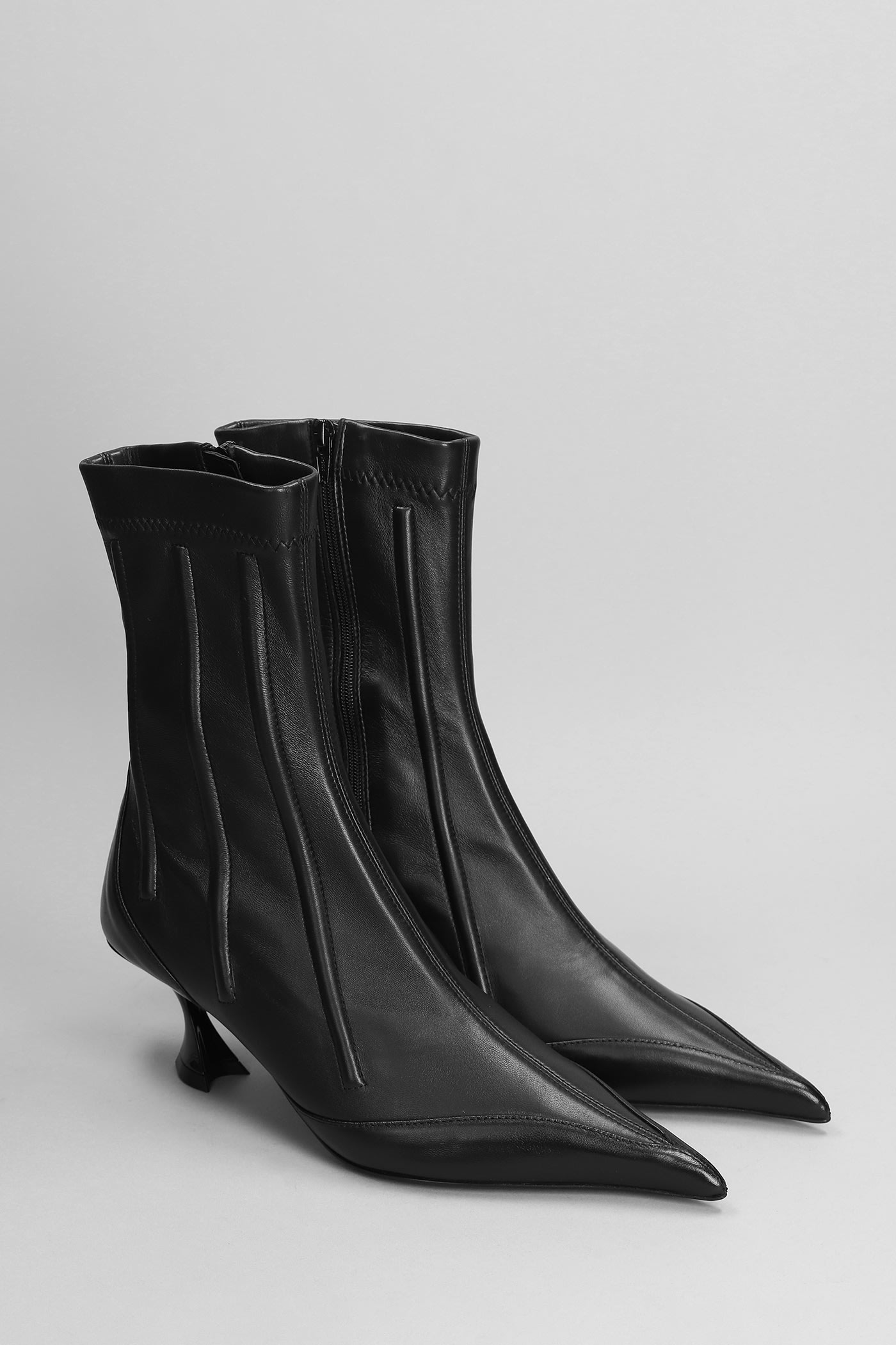 Shop Mugler Low Heels Ankle Boots In Black Leather