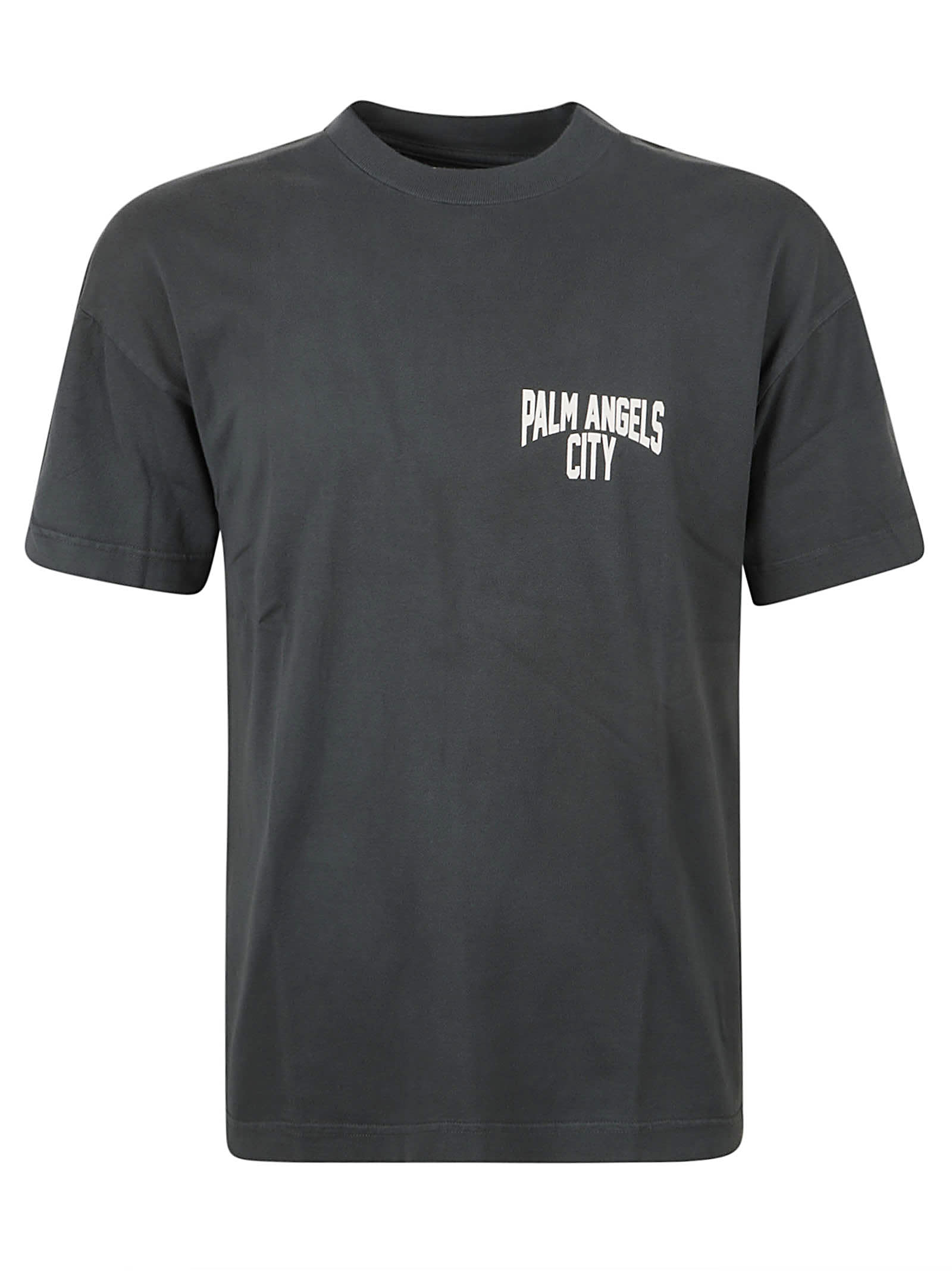 Shop Palm Angels Pa City Washed T-shirt In Dark Grey/white