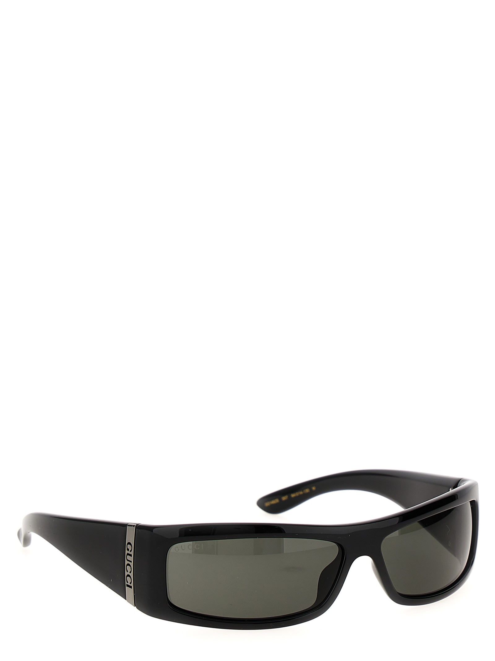 Shop Gucci Rectangular Logo Sunglasses In Black