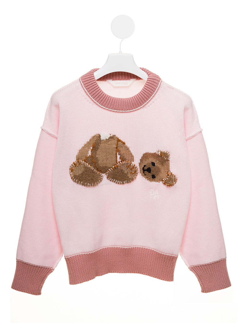 Palm Angels Palm Angel Kids Girls Pink Jumper With Bear Embroidery
