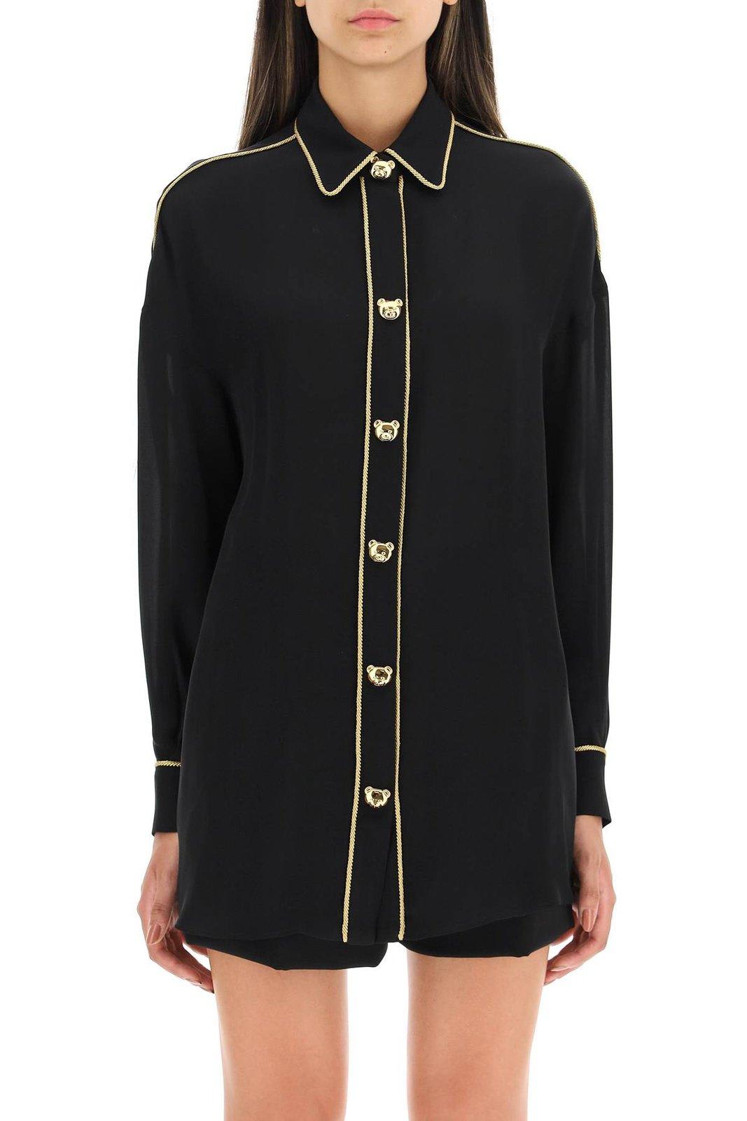 Moschino Couture Chiffon Blouse With Jewel Buttons
