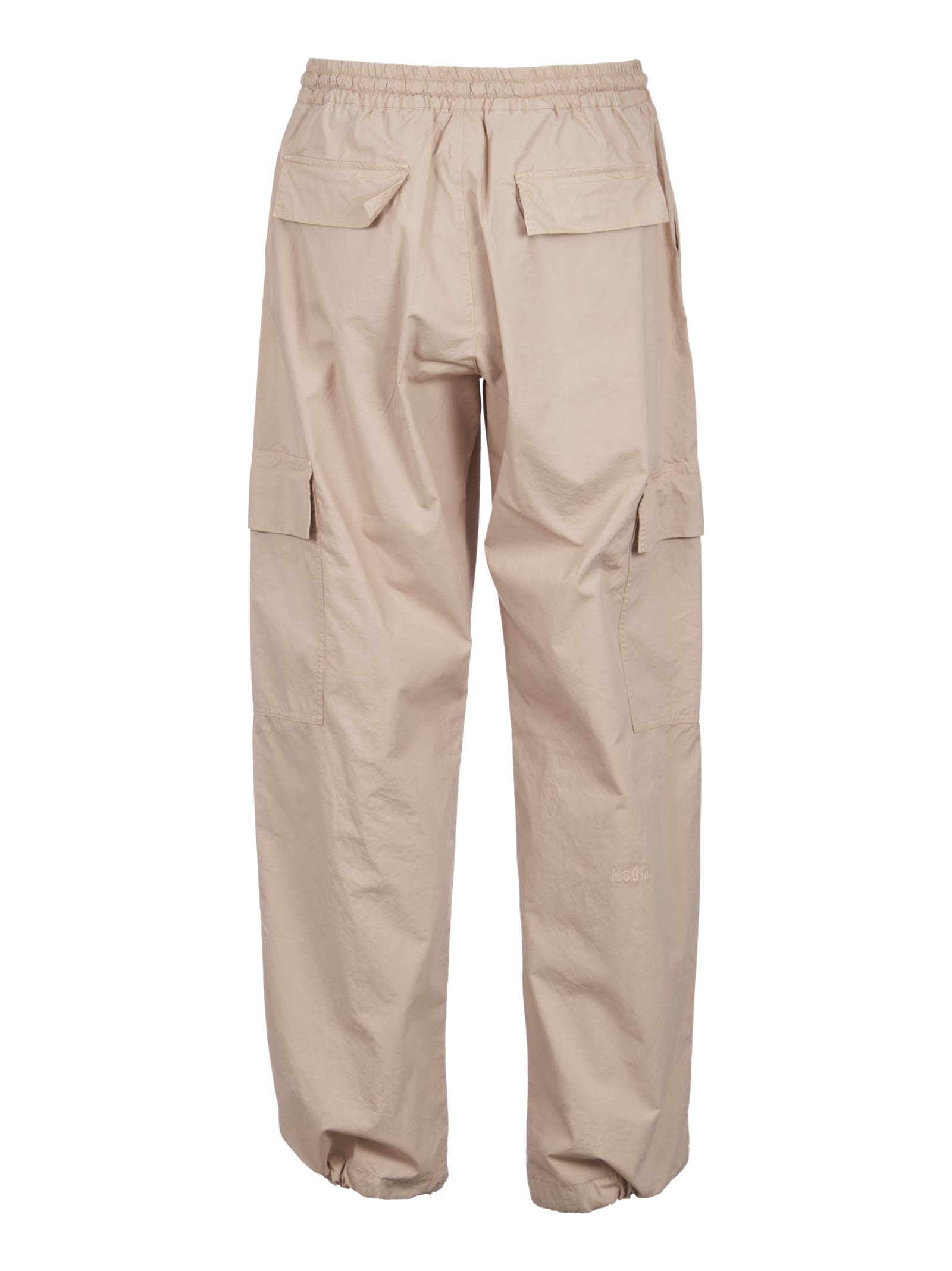 Shop Msgm Cargo Lace-up Trousers In Beige