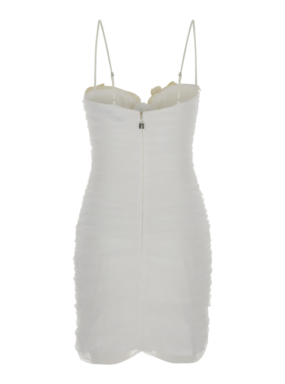 White Pleated Mini Dress In Techno Fabric Woman