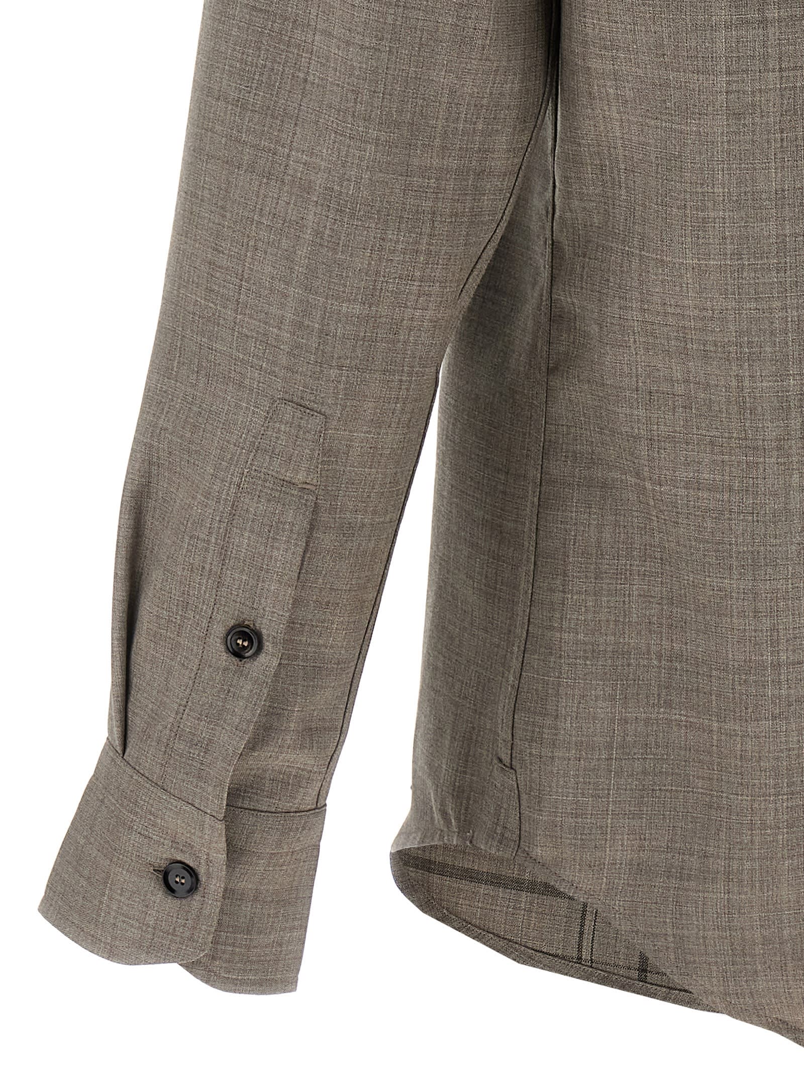 Brioni Military Style Shirt With Pockets And Long Sleeves In Gray