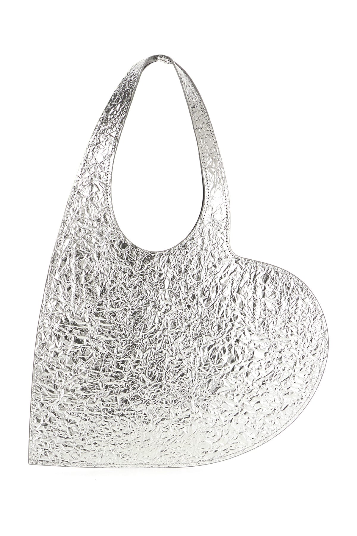 Shop Coperni Silver Leather Heart Shoulder Bag