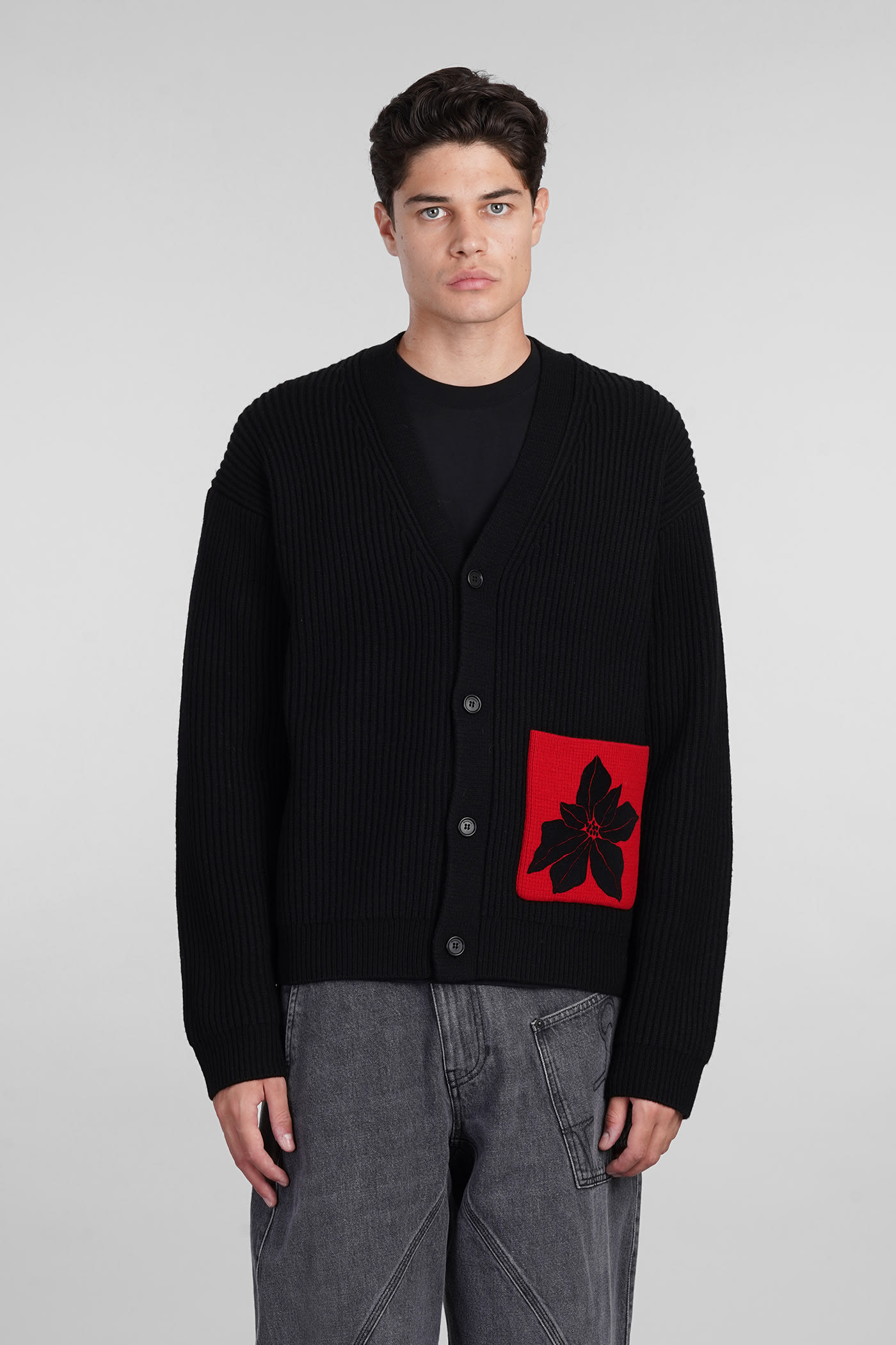 Shop Jw Anderson Cardigan In Black Wool