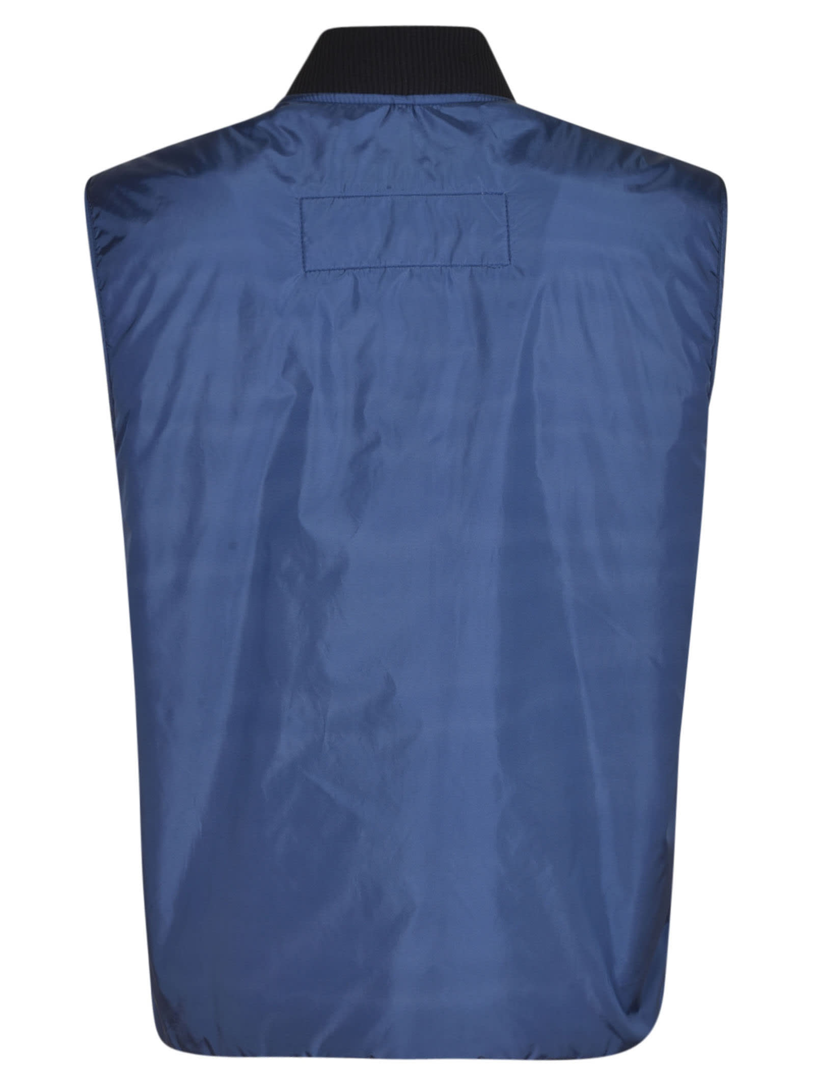 Shop Fay Logo Detail Zipped Vest In Blue