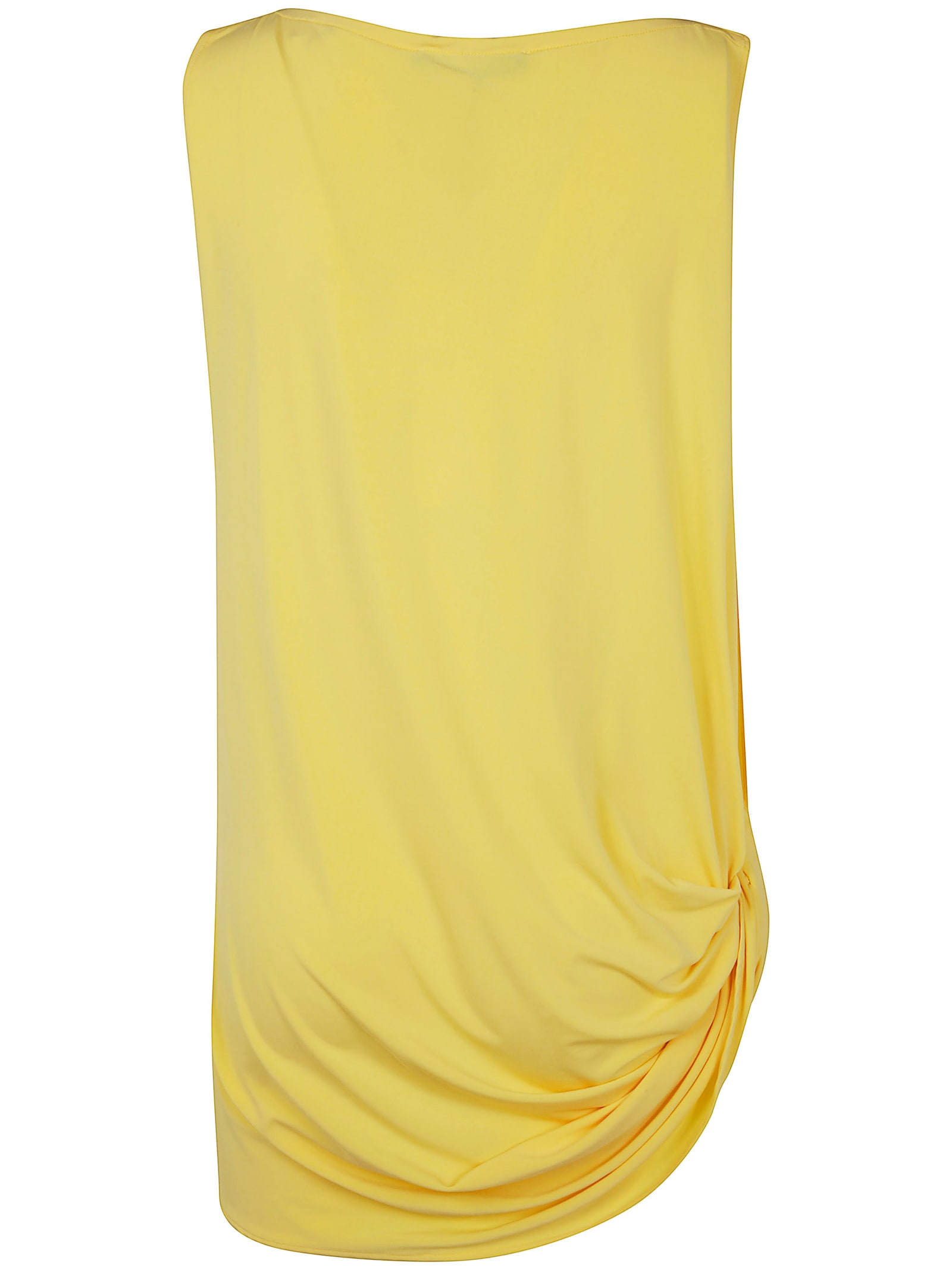 Jacquemus Draped Sleeveless Asymmetric Lightweight Top In Yellow