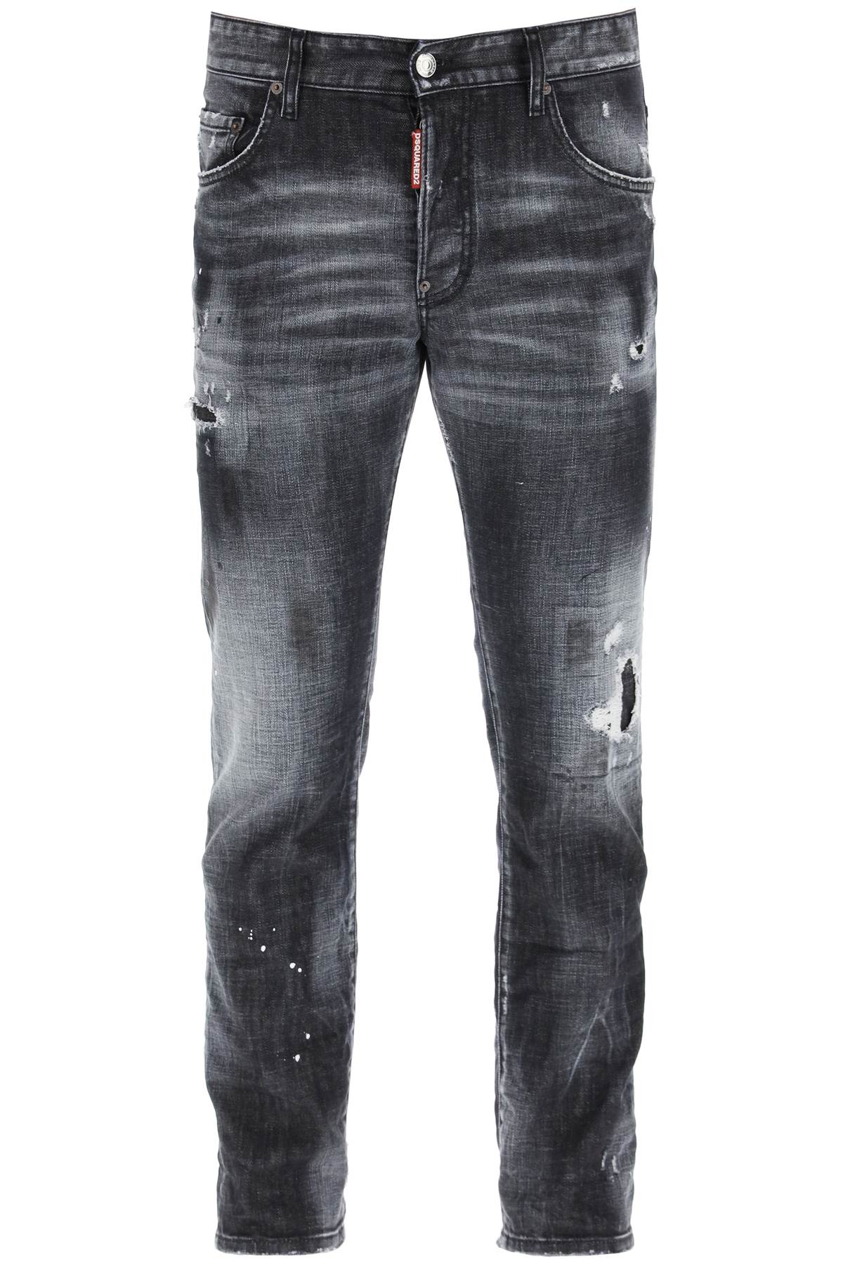 Dsquared2 Black Ripped Knee Wash Skater Jeans