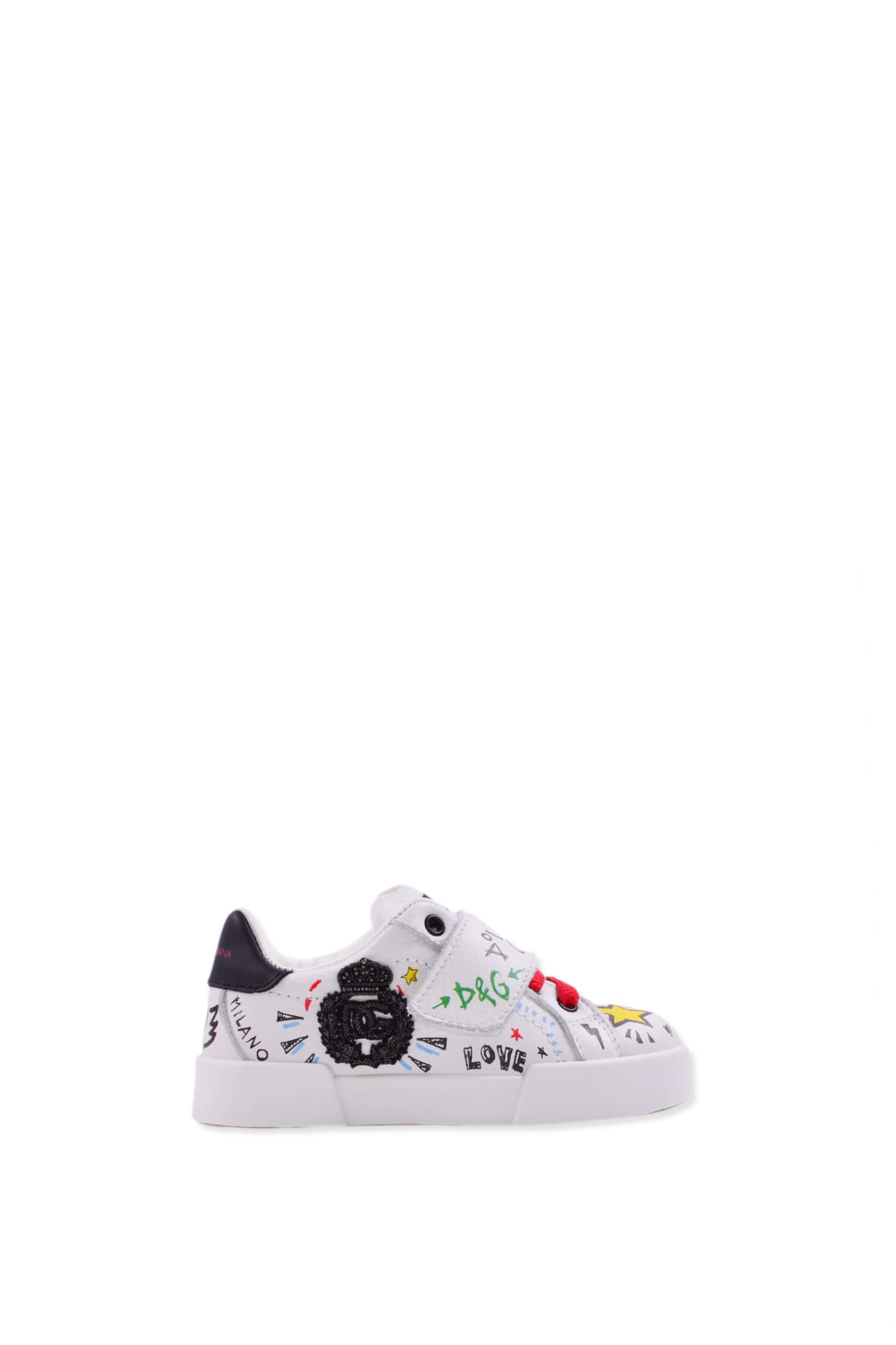 Dolce & Gabbana Leather Sneakers With Print