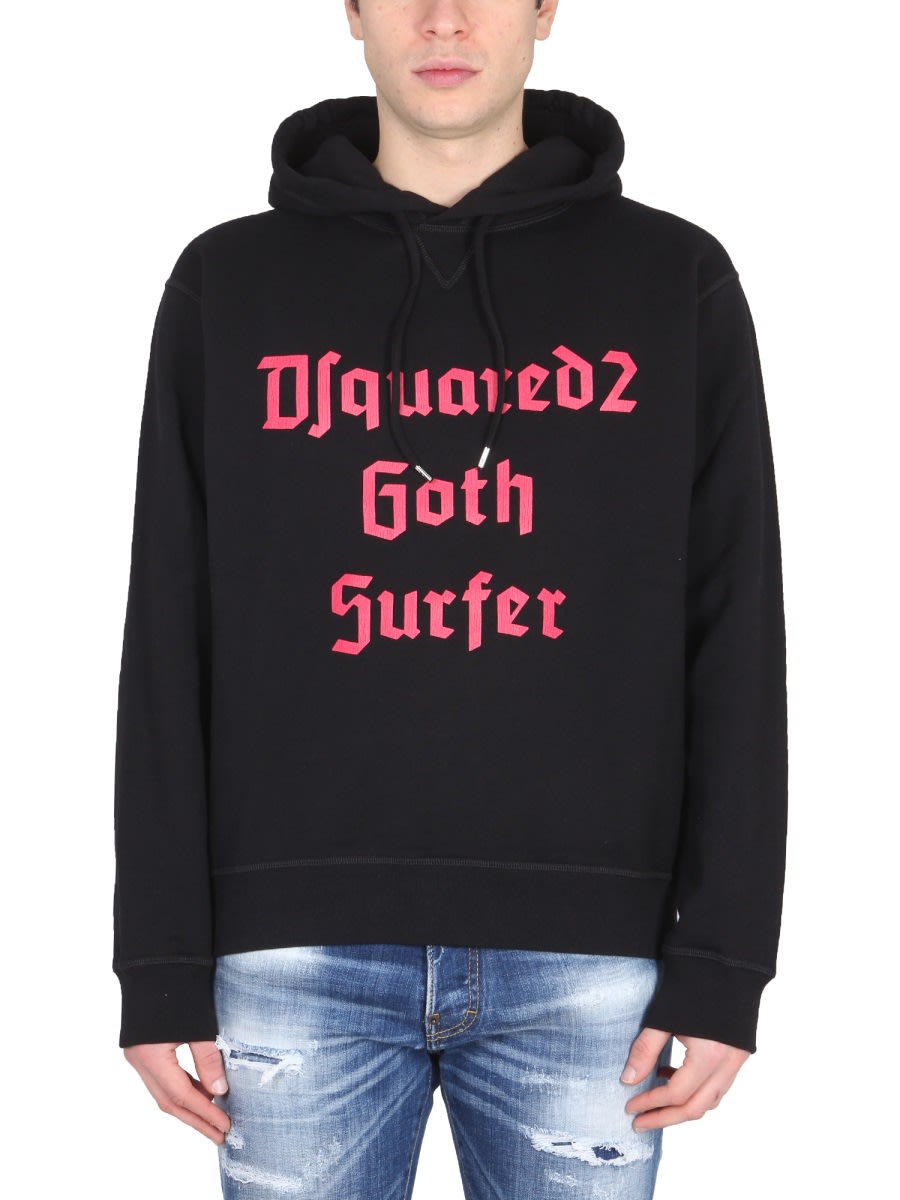 Dsquared2 D2 Gothsurfer Hoodie In Black