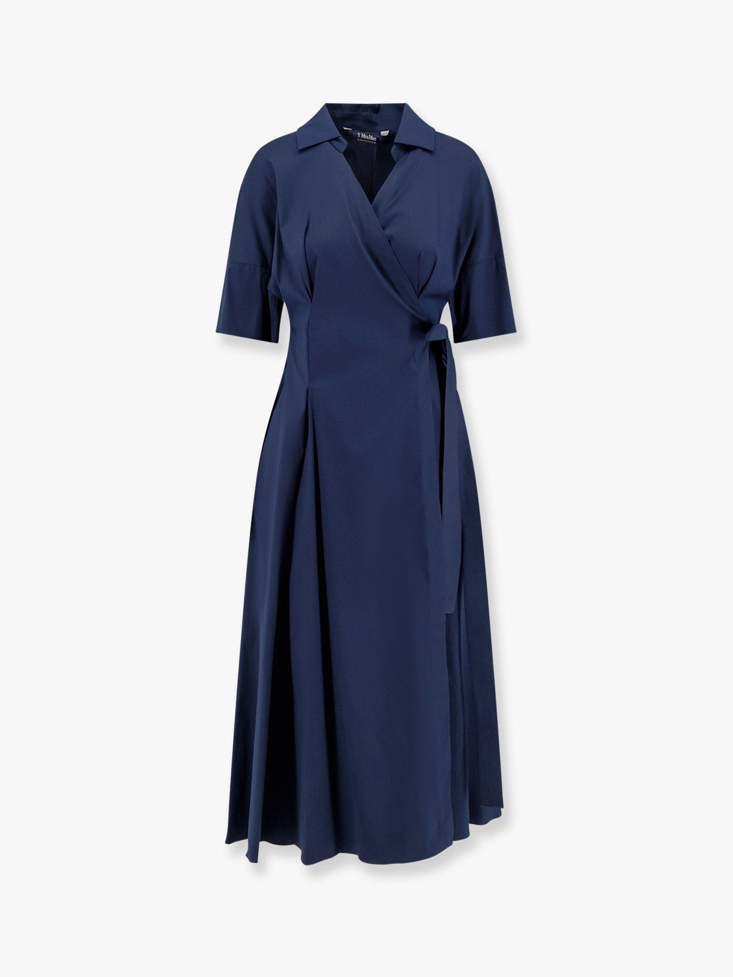 's Max Mara Waist Belt Pleated Wrap Dress In Blue