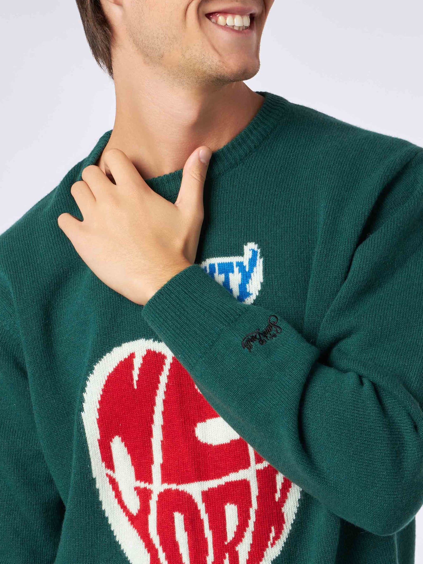MC2 SAINT BARTH MAN SWEATER WITH NEW YORK APPLE JACQUARD