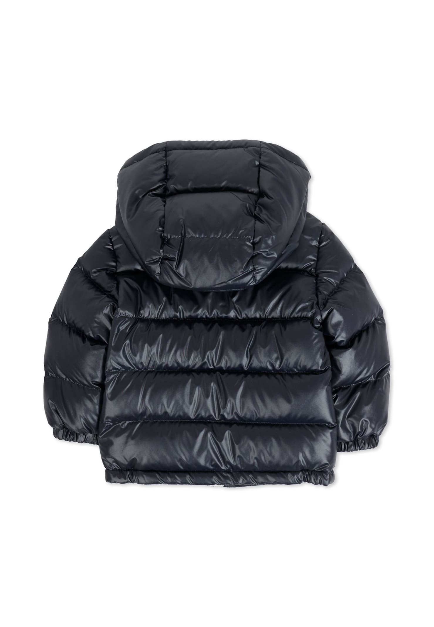 Moncler Blue Mesles Down Jacket For Babykids With Logo In Blue