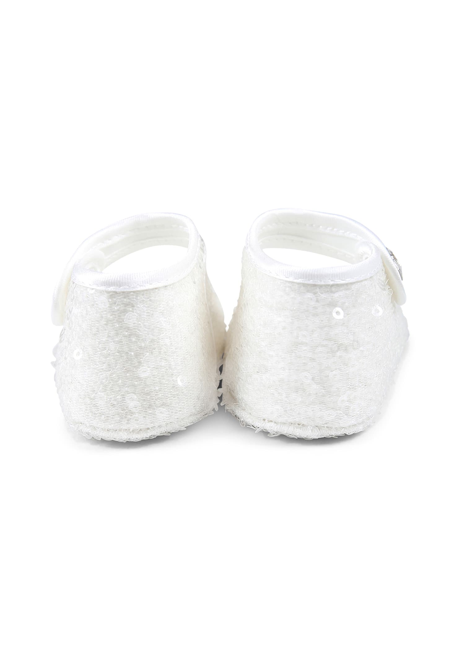 Monnalisa White Ballet Flats For Baby Girl In White
