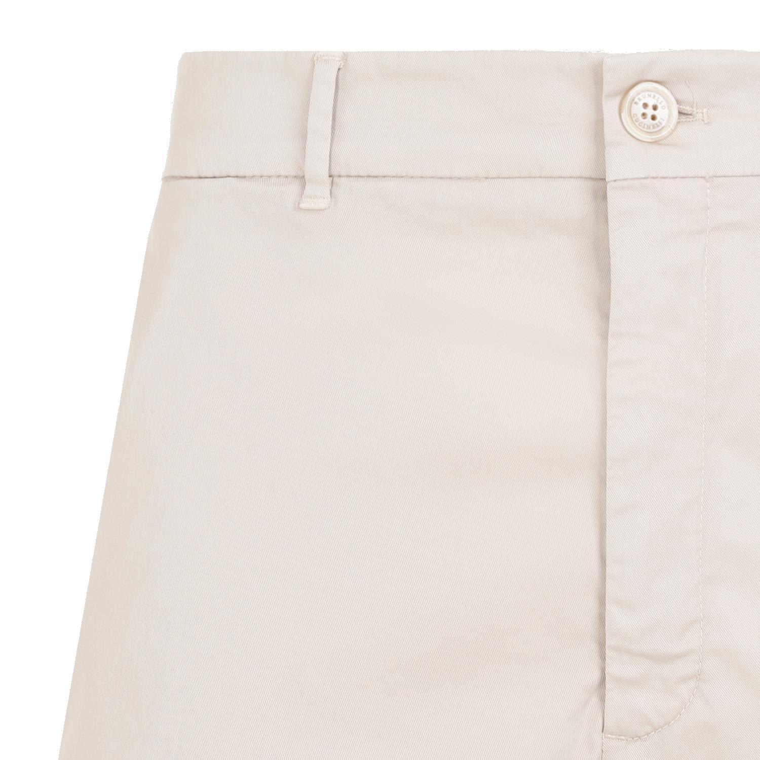 Shop Brunello Cucinelli Button Fitted Shorts In Beige