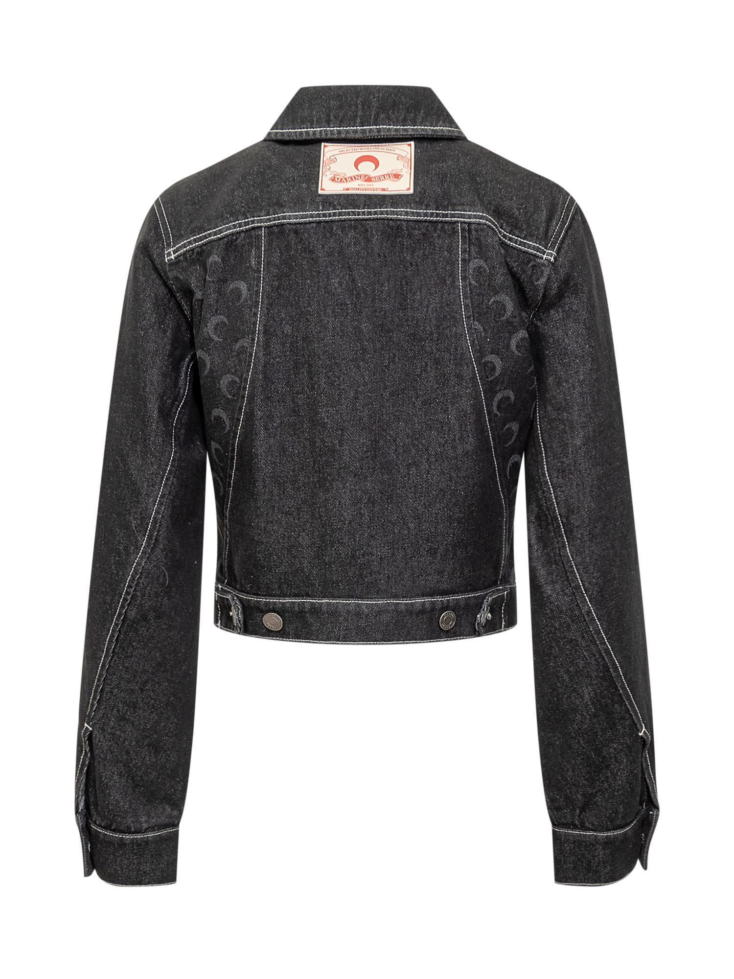 Shop Marine Serre Moon Laser Denim Jacket In Black