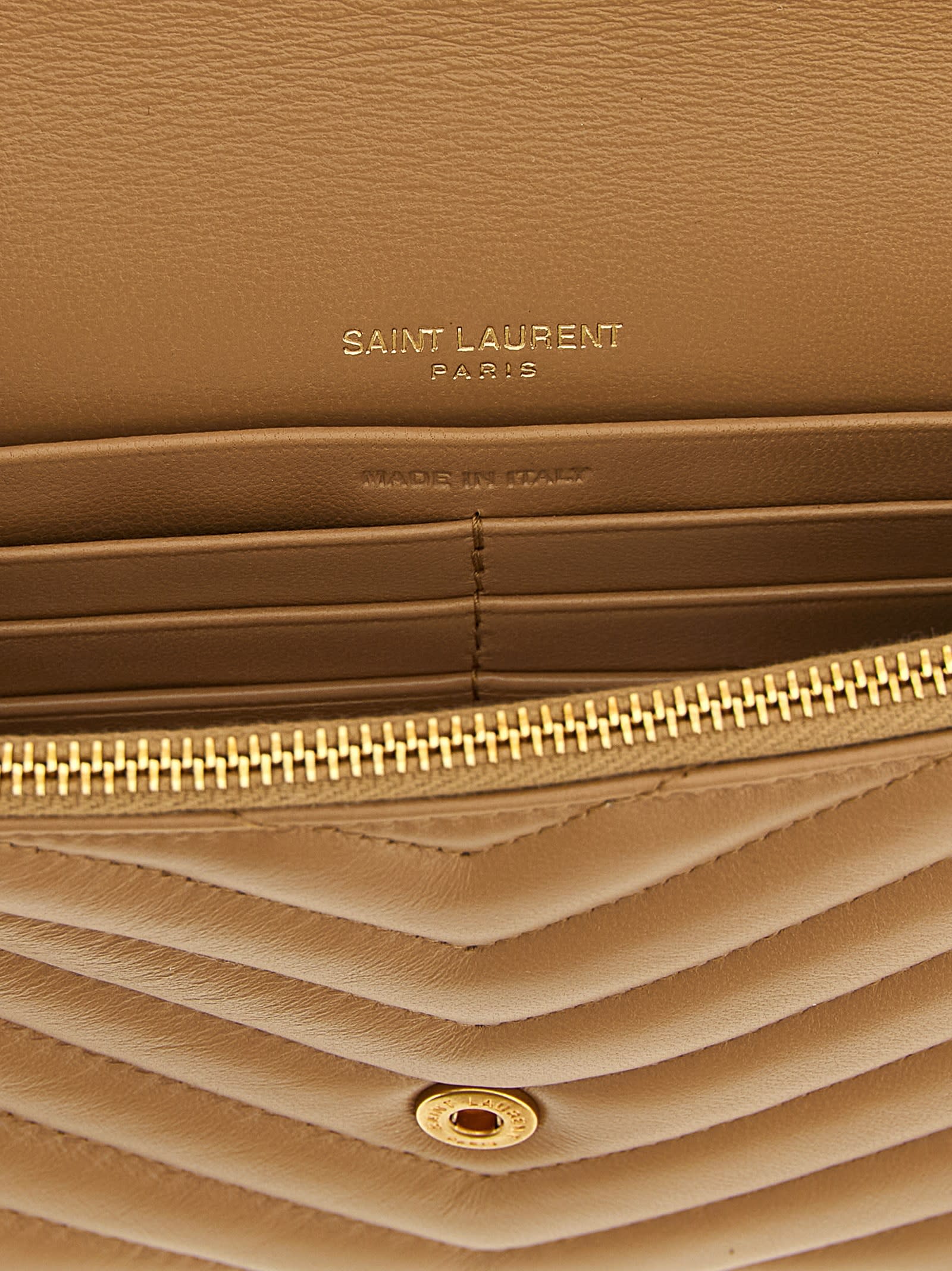Saint Laurent Envelope Cassandre Wallet On Chain In Brown