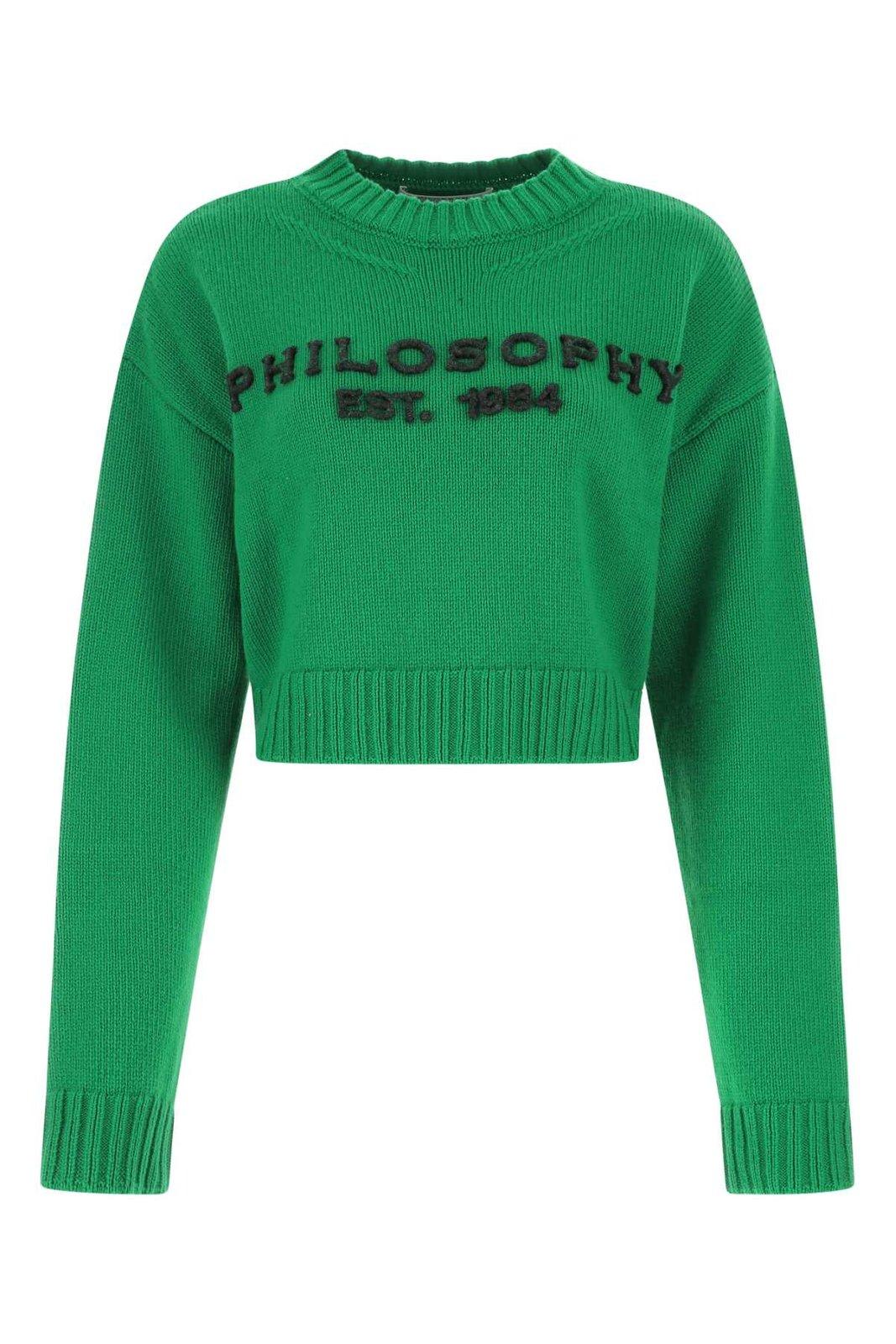 Philosophy di Lorenzo Serafini Logo Embroidered Cropped Sweater