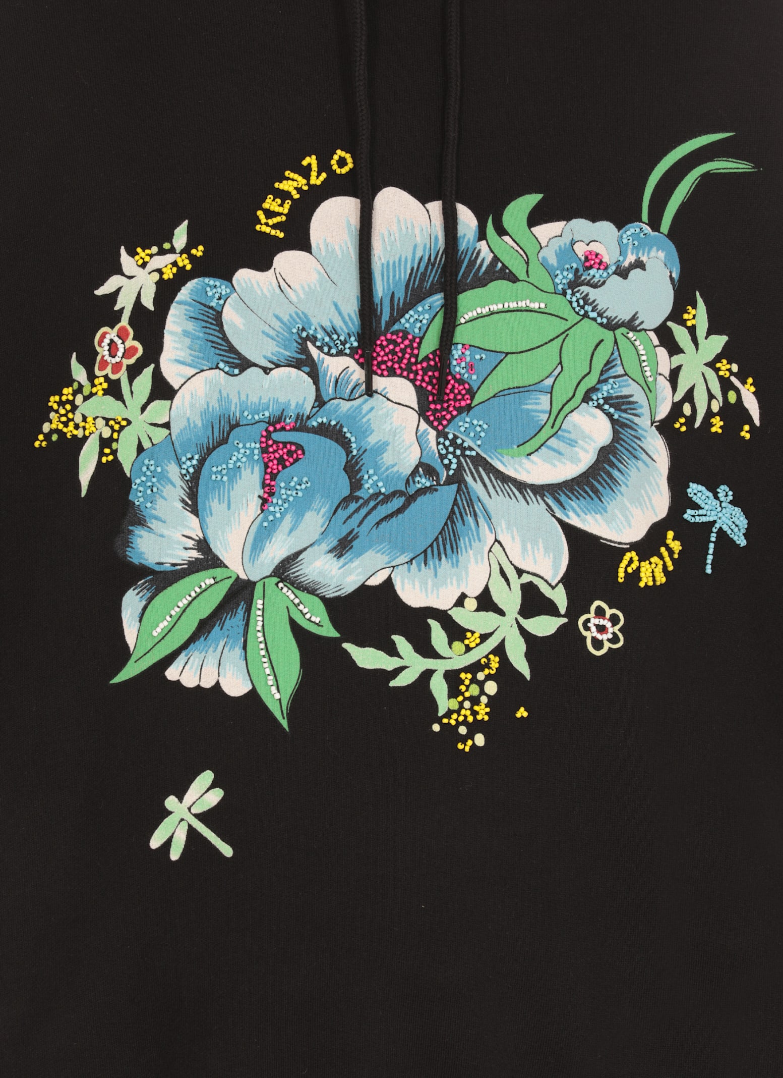 Kenzo Long-sleeved Hooded Hoodie In Black