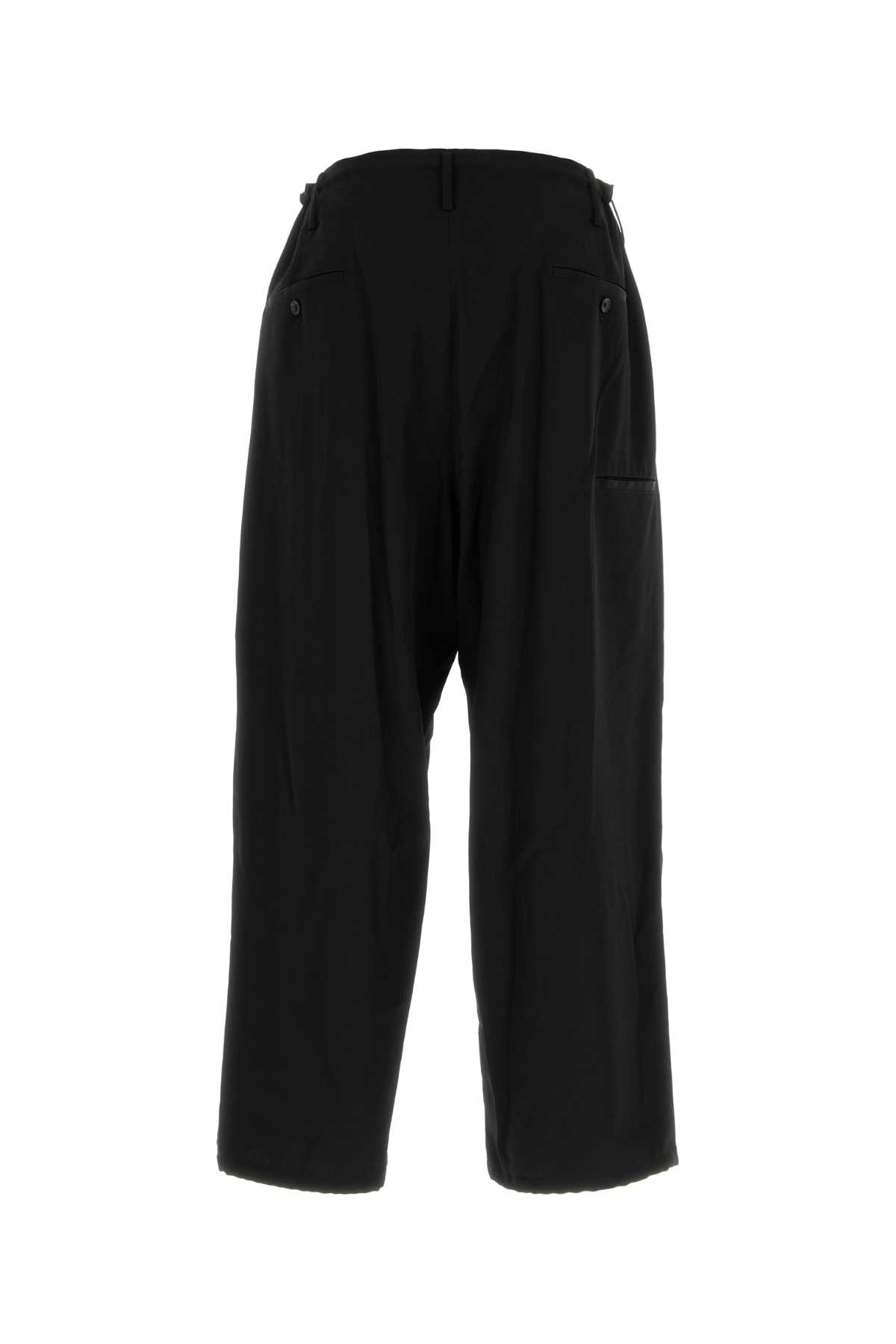 Yohji Yamamoto Loose Fit Cotton Trousers Side And Back Pockets In Black