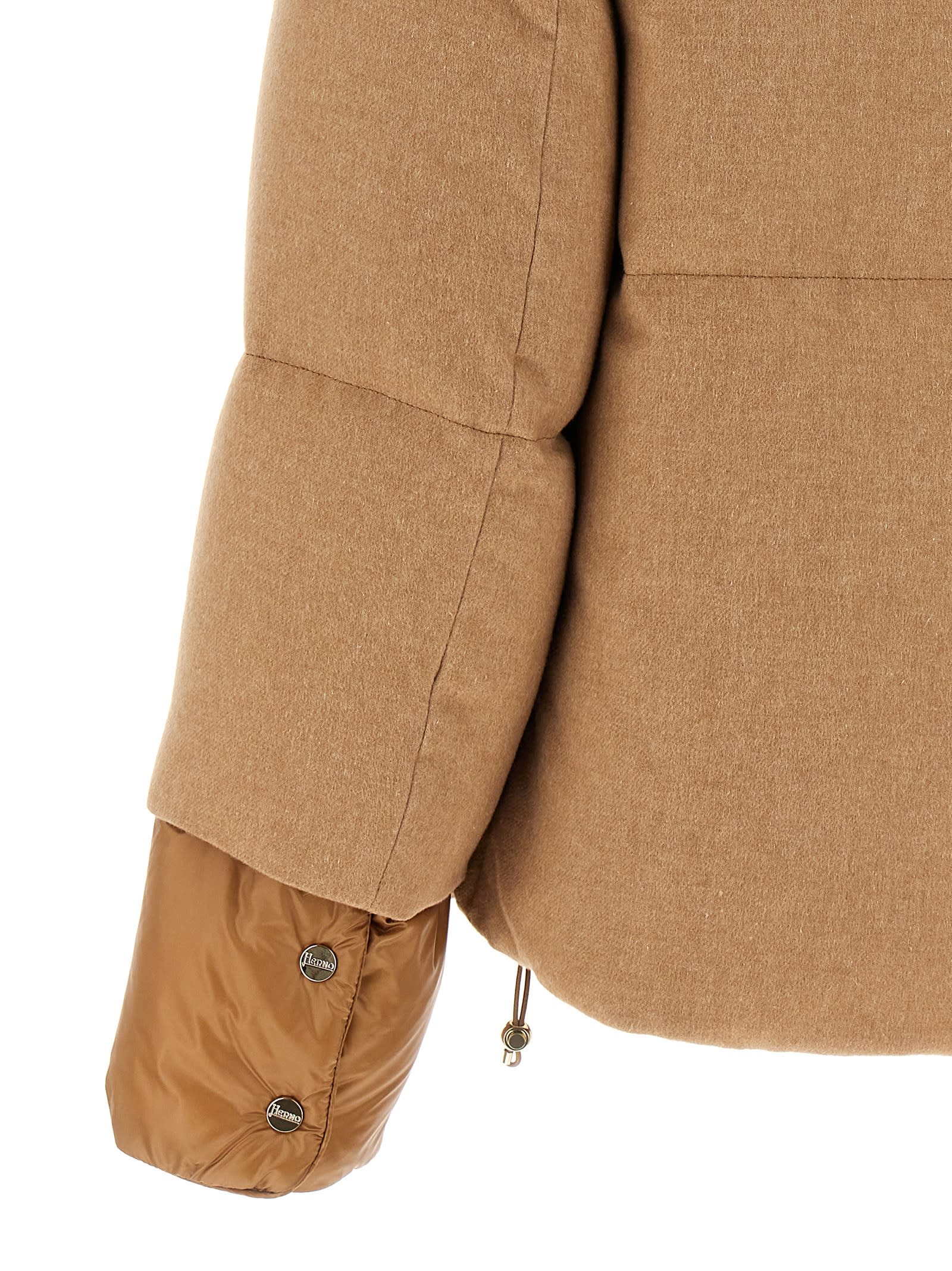 Shop Herno Two-material Puffer Jacket In Beige