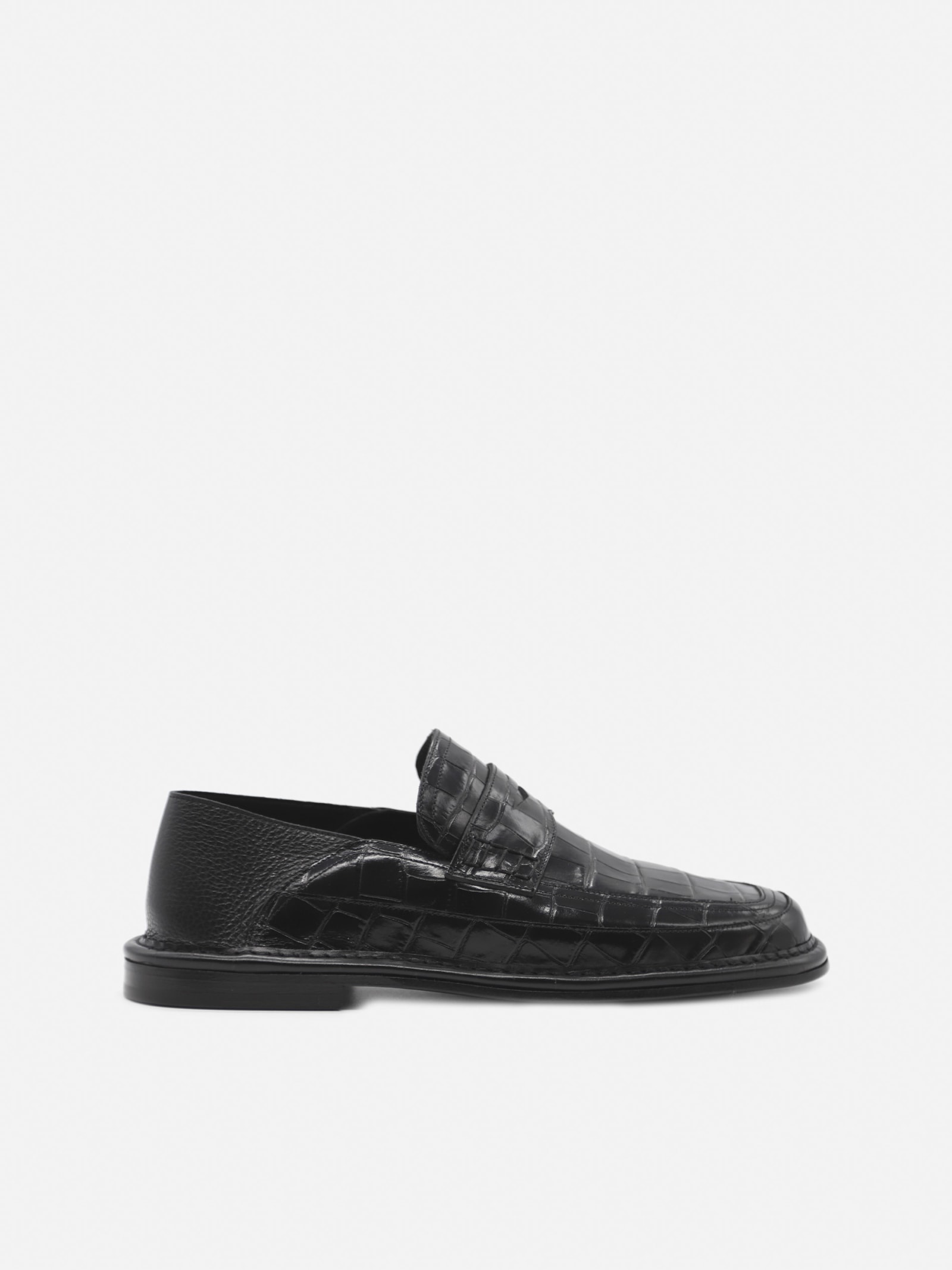 Loewe Slip On Loafers In Crocodile Effect Leather