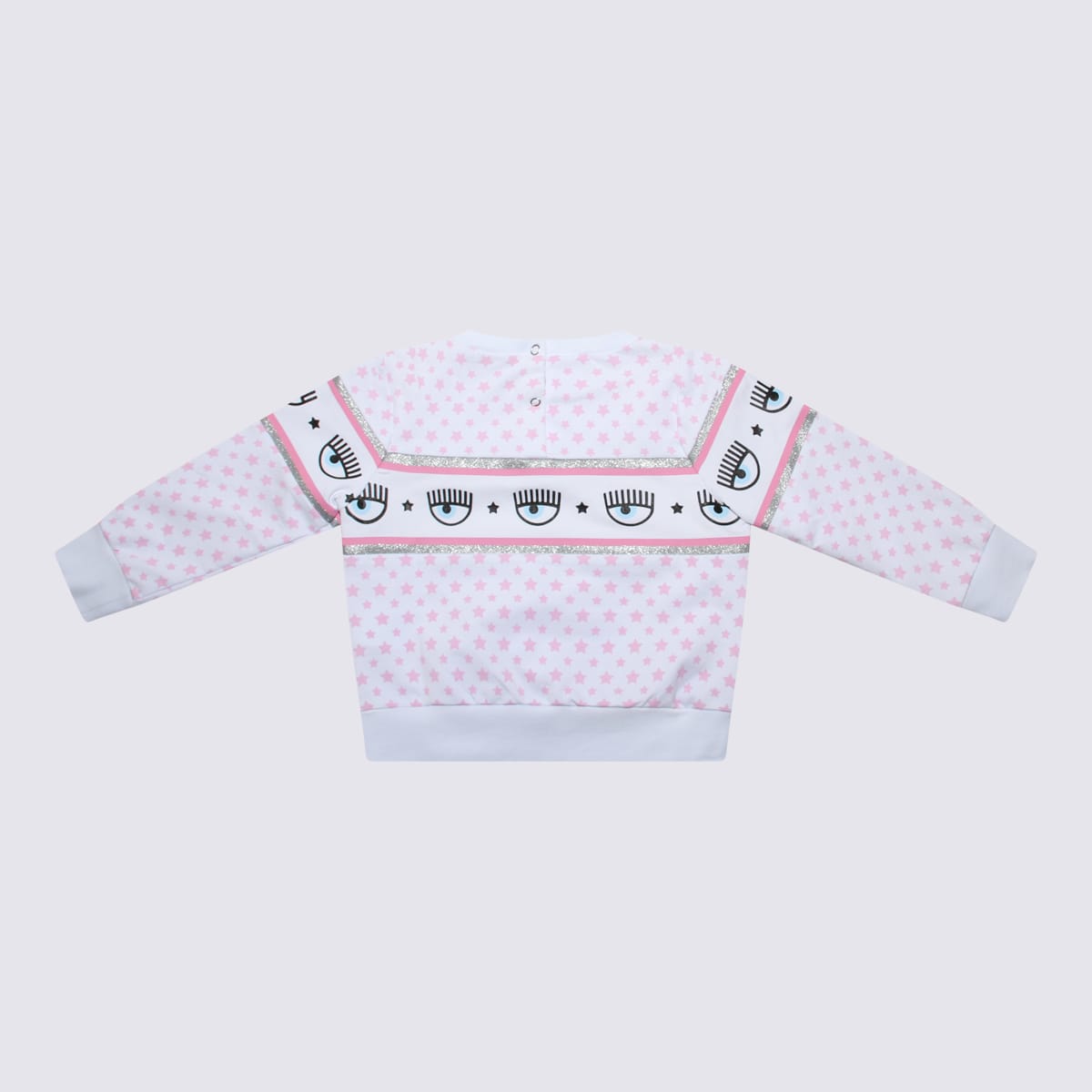 Chiara Ferragni Kids' White And Pink Fairytale Cotton Eyestar Sweatshirt In Bianco+rosa Fairytale