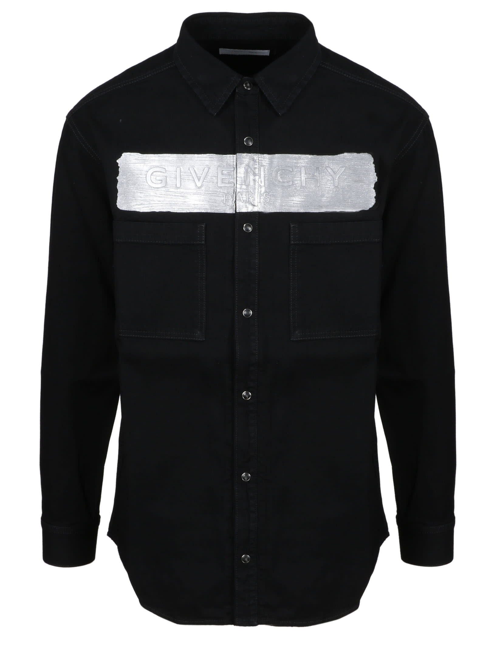 Givenchy Metalic Logo Overshirt In Black