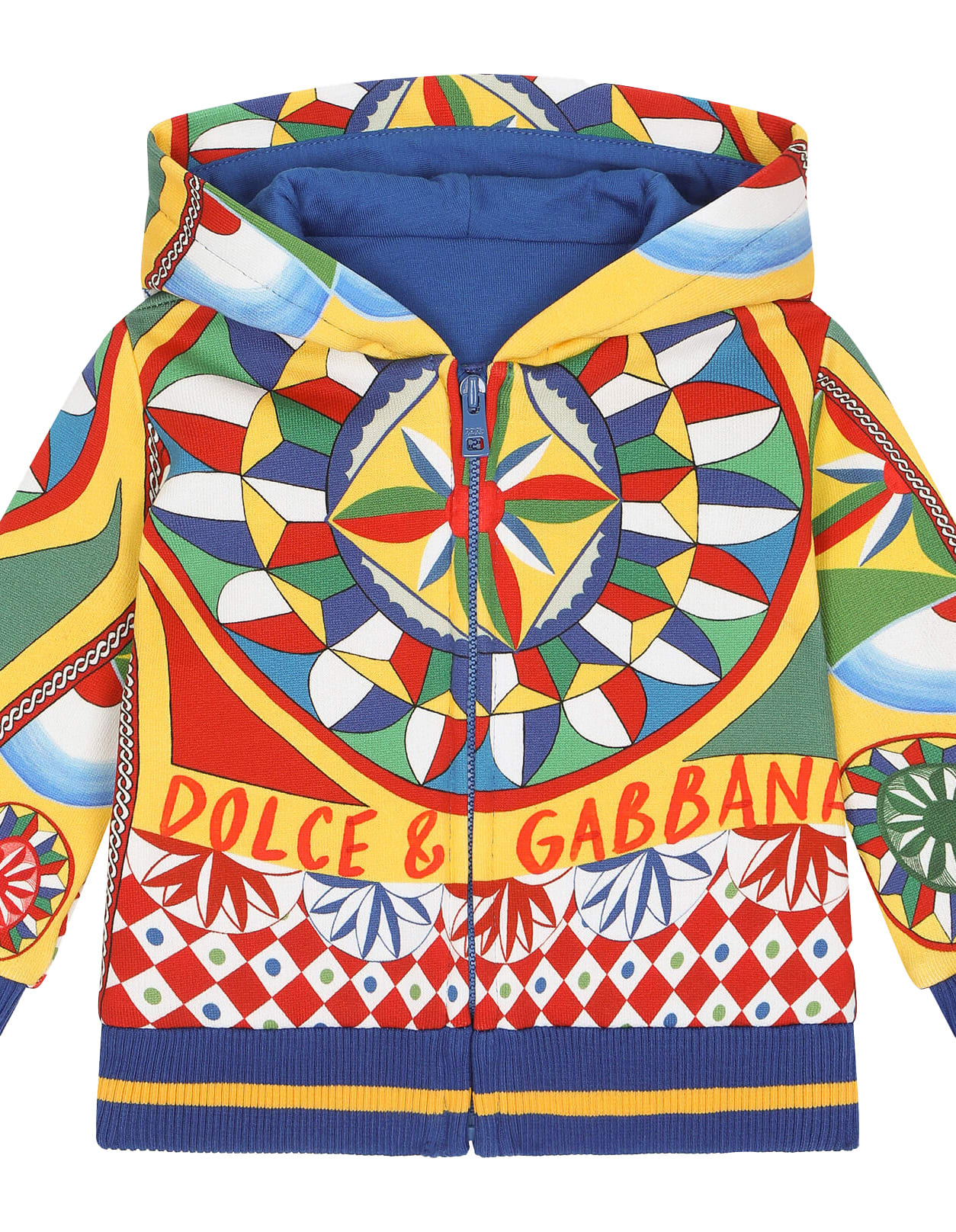 Shop Dolce & Gabbana Cart Print Jersey Hoodie With Zip In Multicolour