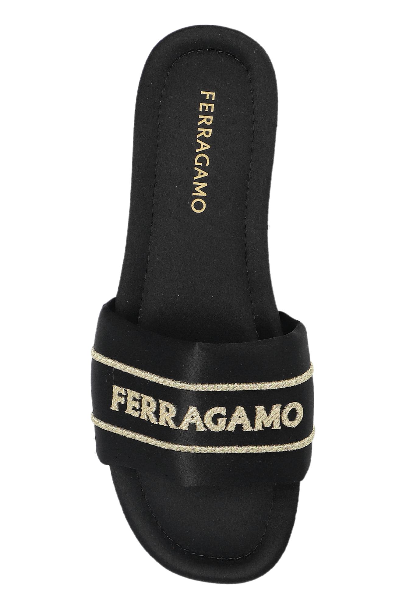 Ferragamo Elegant Satin And Leather Sandals For Women In Black