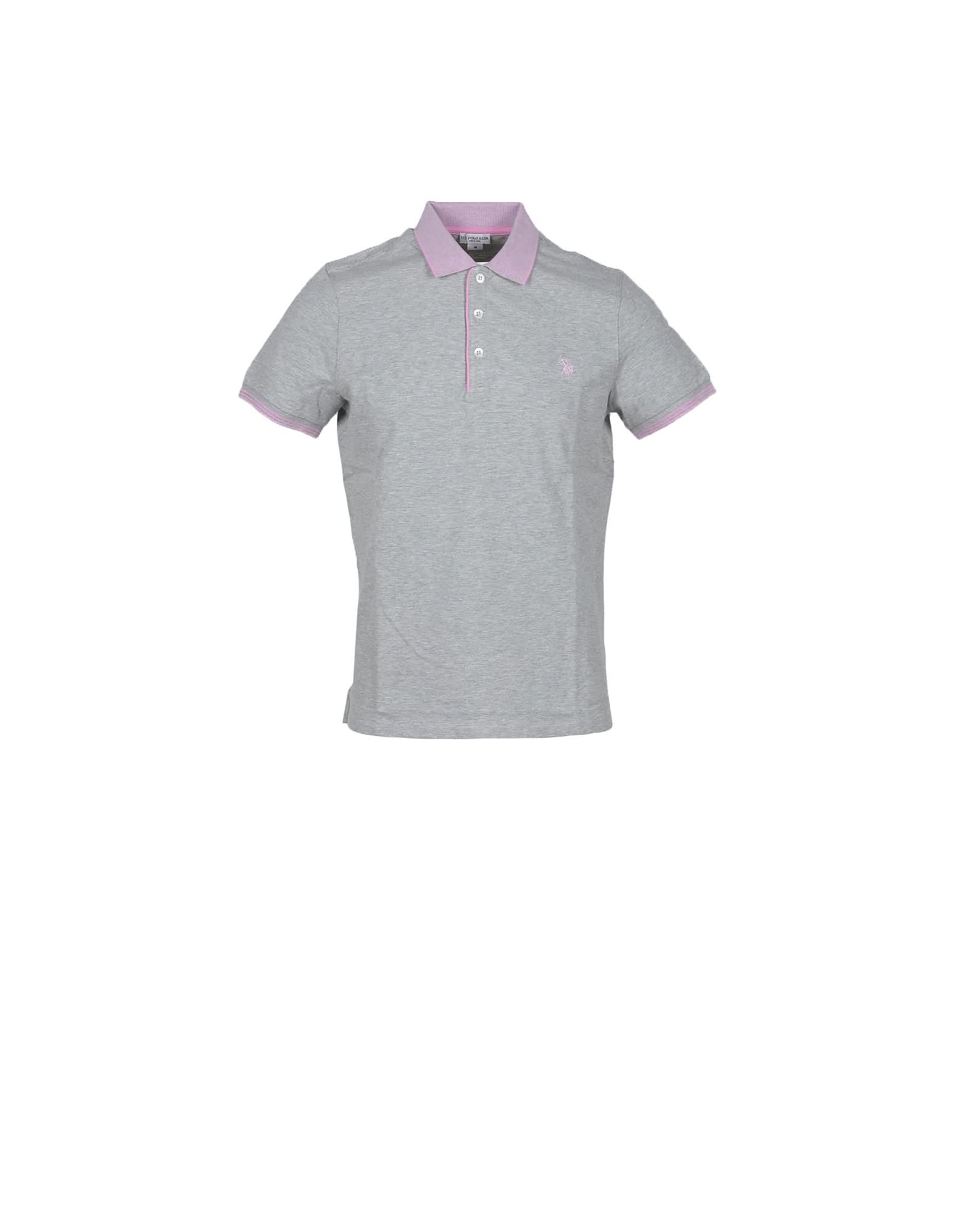 U.s. Polo Assn. Melange Gray Piqué Cotton Mens Polo Shirt