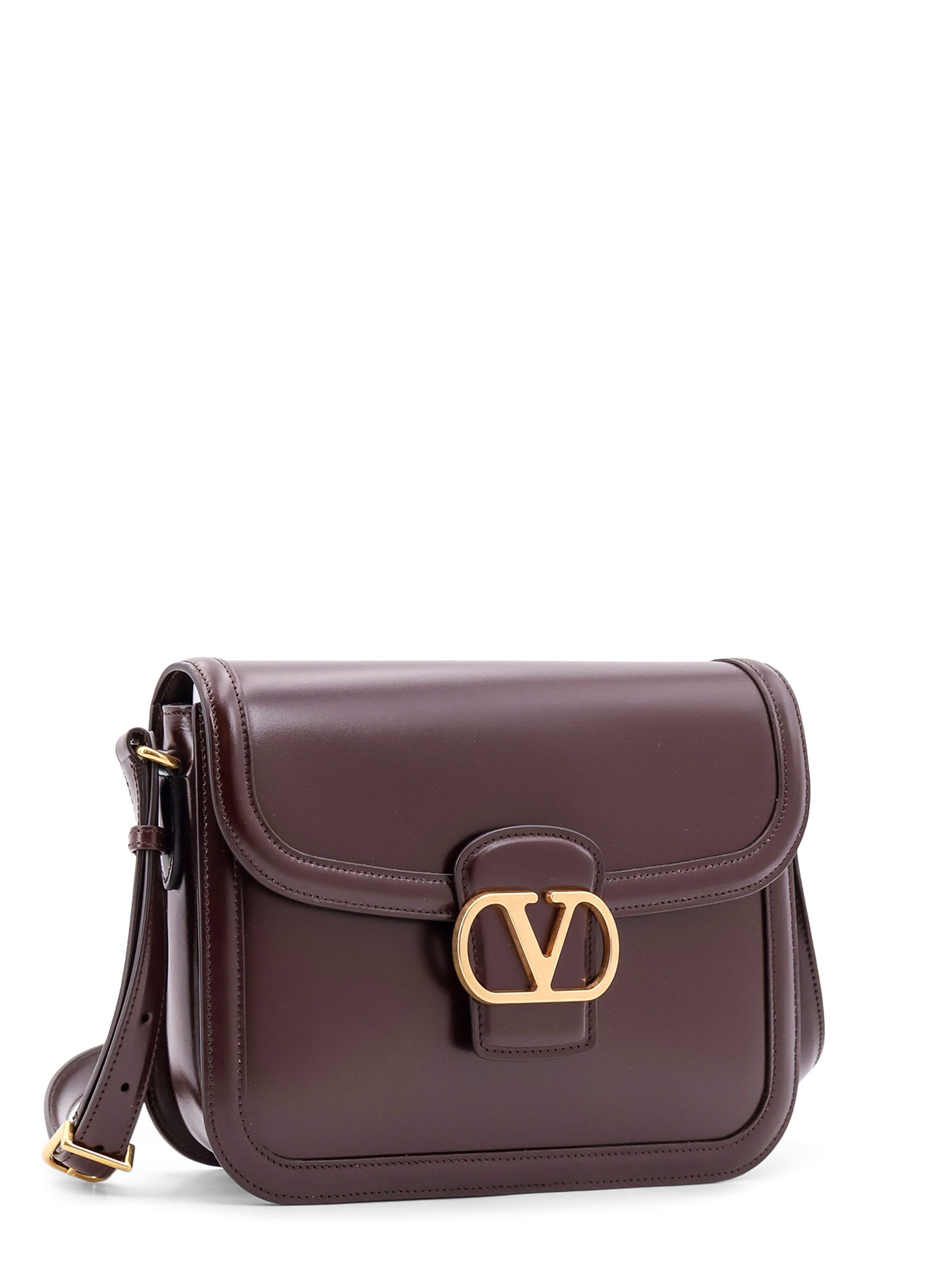 Valentino Garavani 9to5 Leather Shoulder Bag With Vlogo Signature Closure In Brown