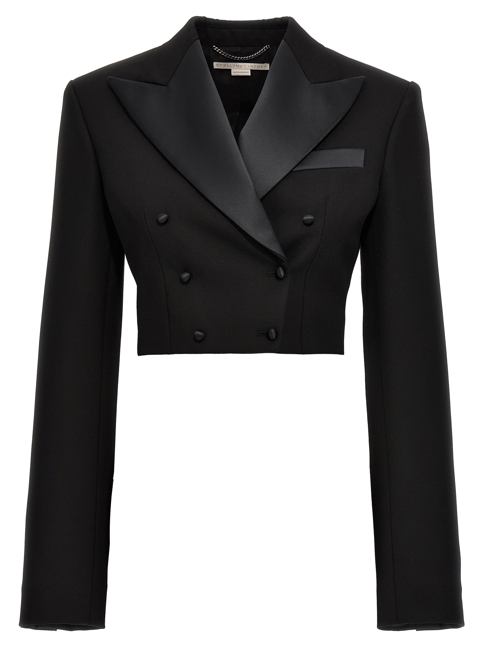 Shop Stella Mccartney Double-breasted Crop Blazer In Black