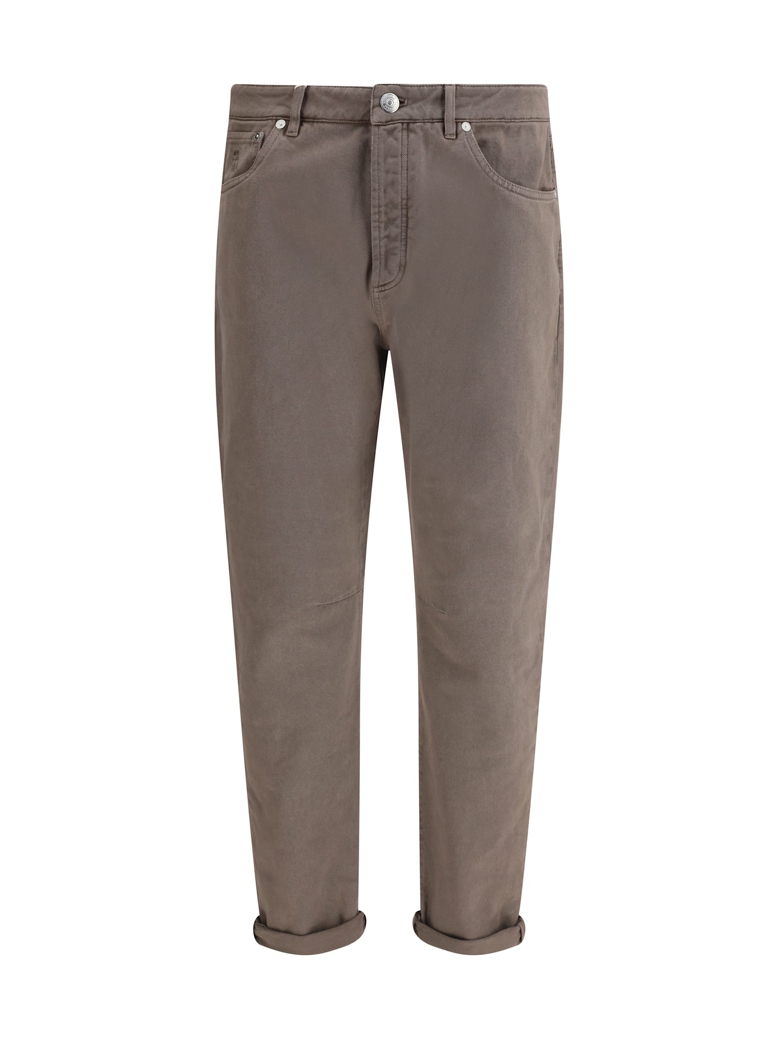 Brunello Cucinelli Dyed Denim Pants In Brown