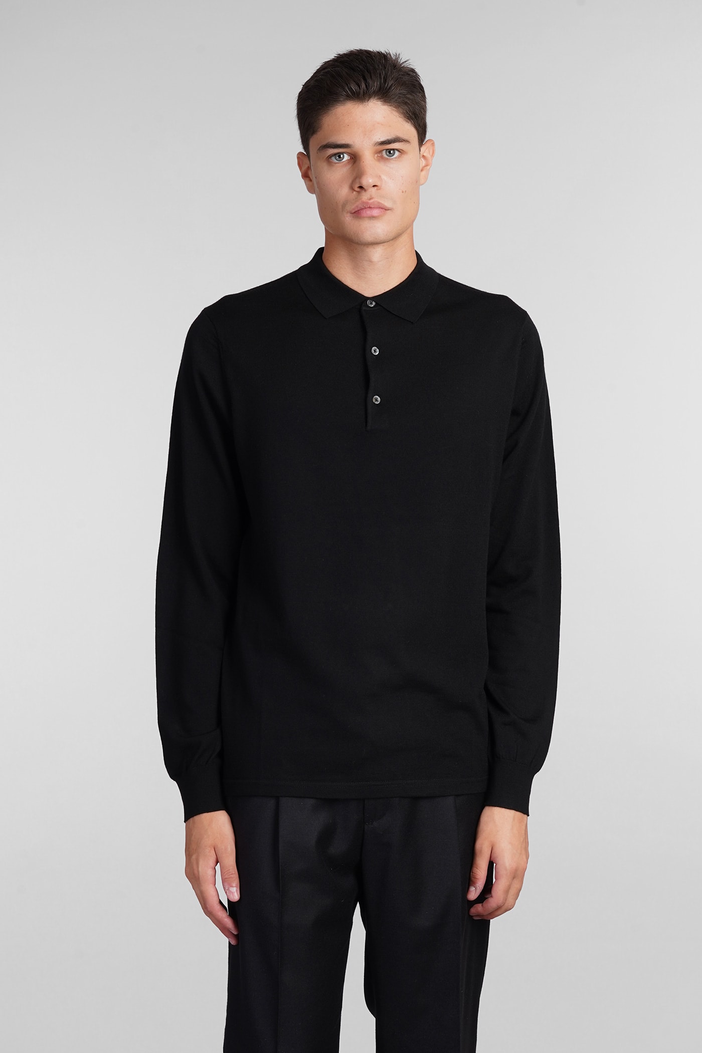 Shop Aspesi M197 Polo In Black Wool