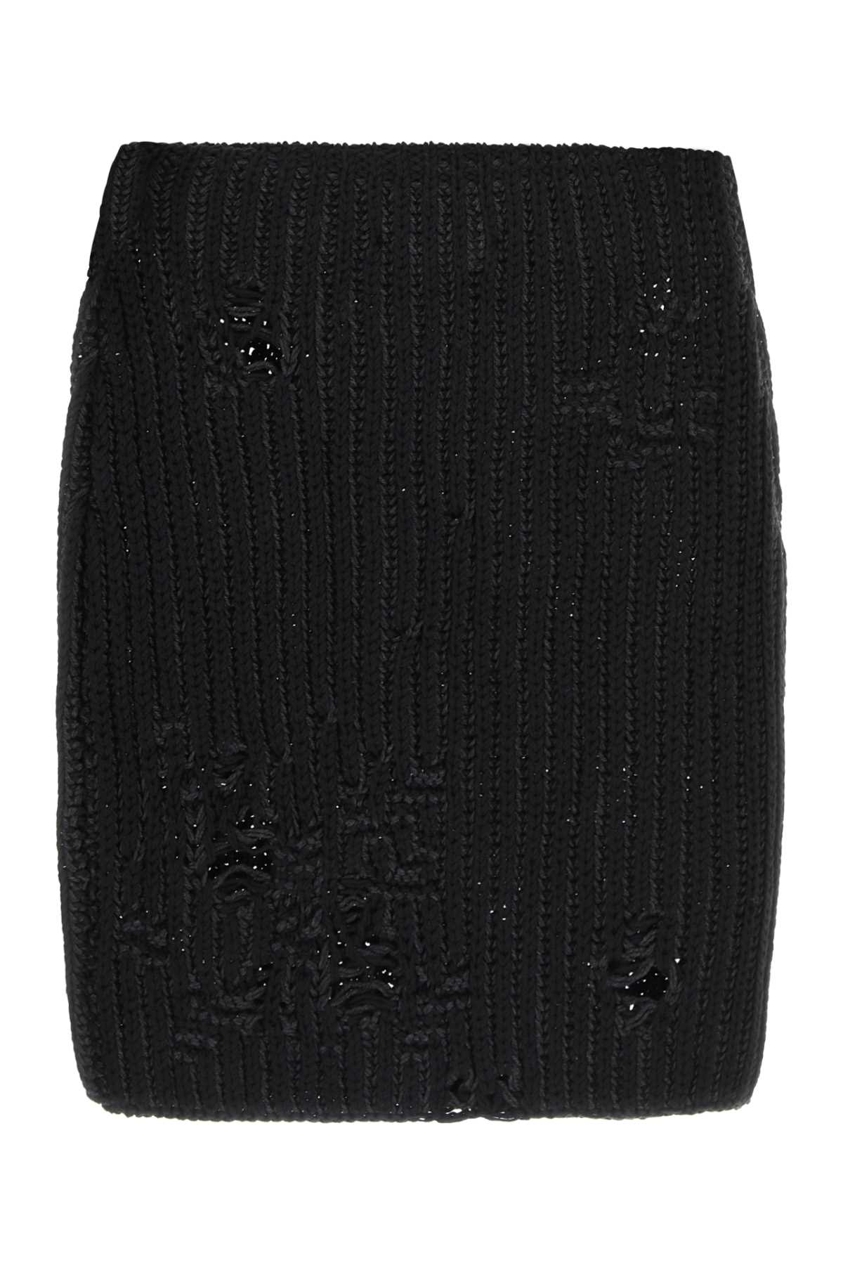 Jw Anderson Black Cotton And Acrylic Mini Skirt In 999