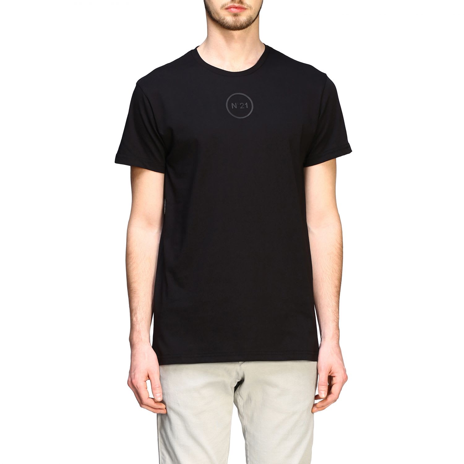 N°21 N° 21 T-shirt N &deg; 21 T-shirt With Tone-on-tone Mini Rubber Logo In Black