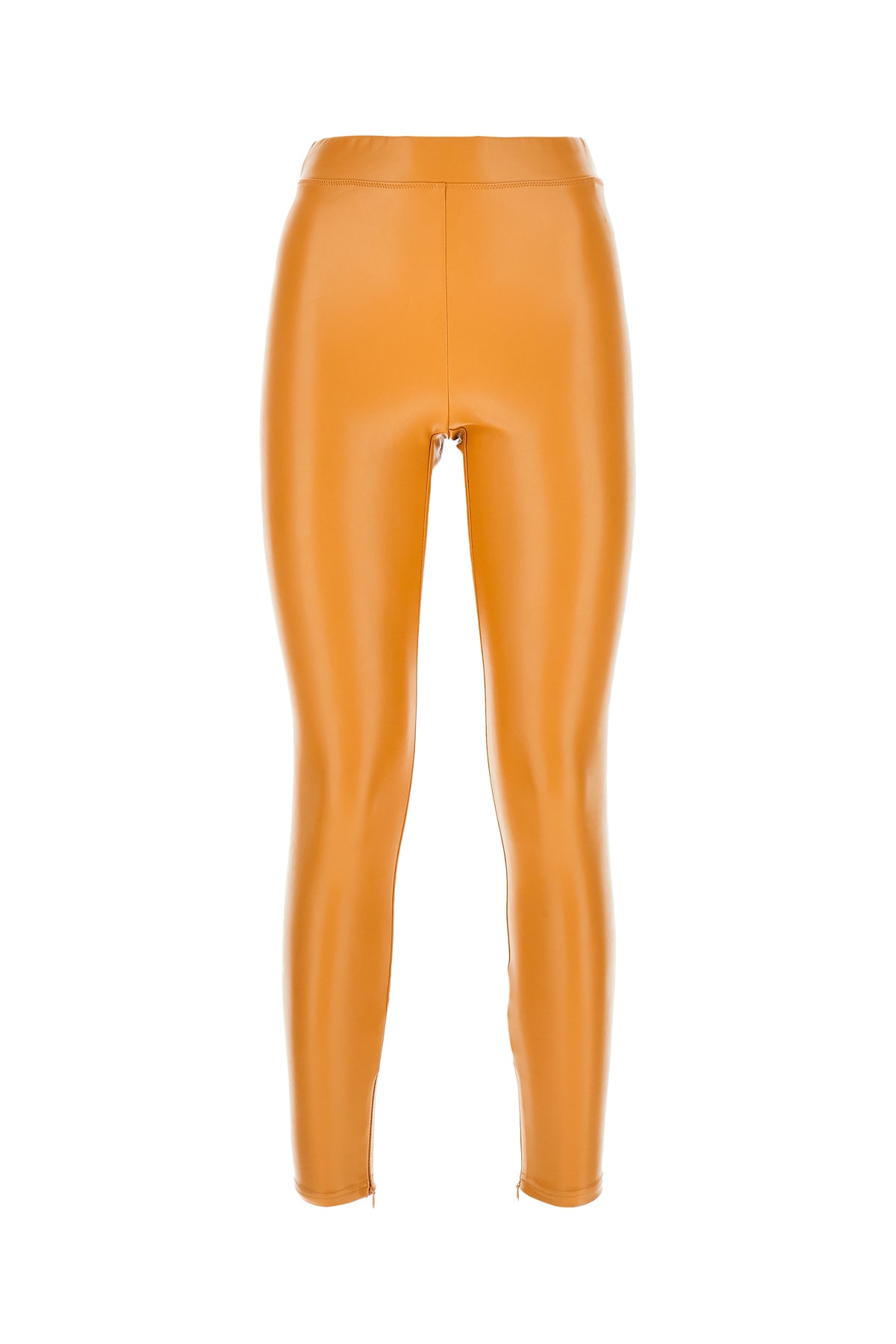 Orange Synthetic Leather Leggings