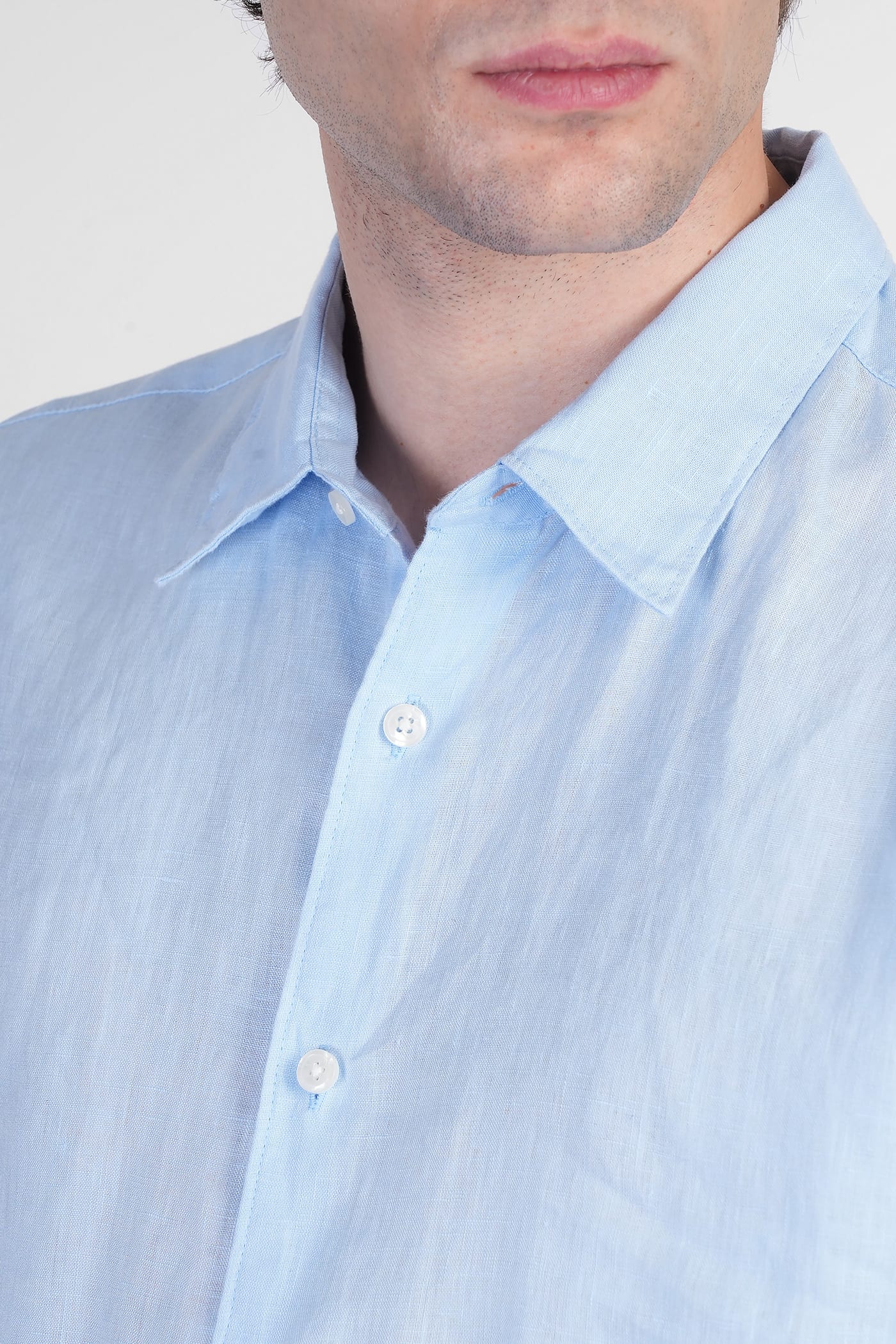 Theory Shirt In Cyan Linen