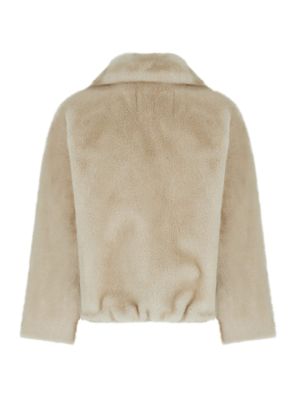 Shop Valentini 1972 Beige Cropped Single-breasted Jacket With Notched Revers In Ecofur Woman