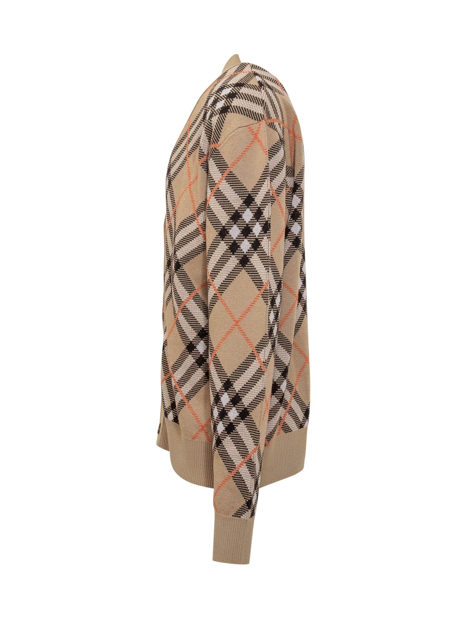 Shop Burberry Cardigan In Sand Ip Check