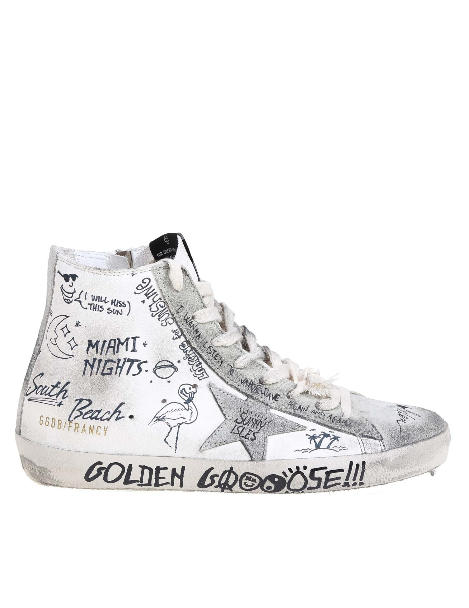 Golden Goose Francy Sneakers In Suede With Graffiti Print