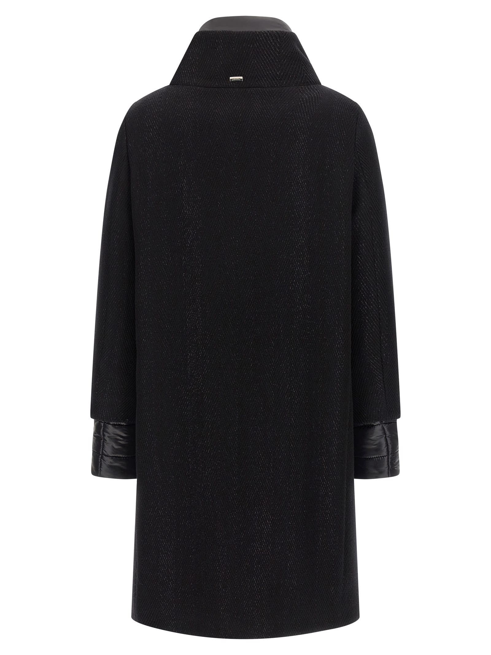 Herno Virgin Wool Coat With High Neck In Black