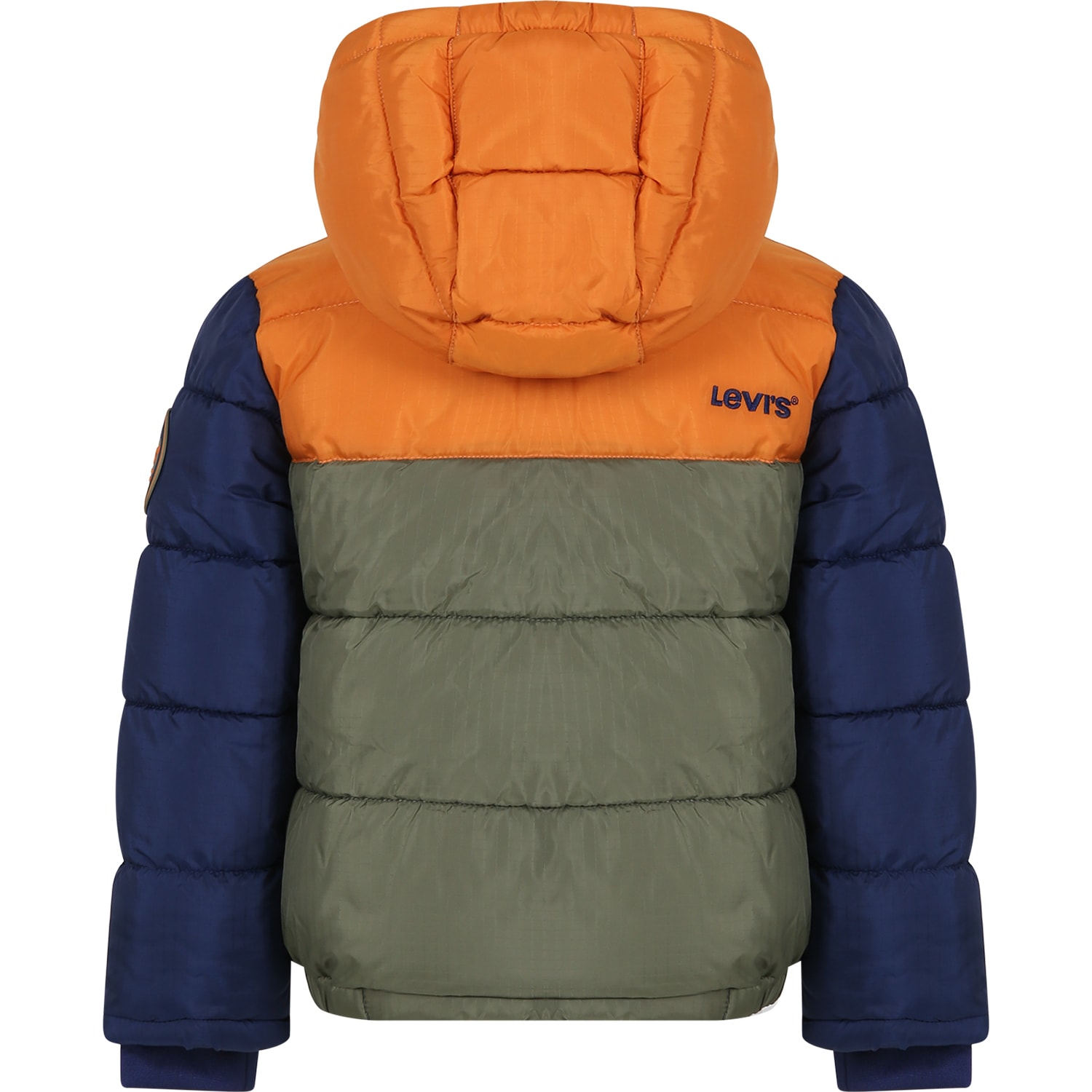 Shop Levi's Green Jacket For Boy With Logo In Multicolor