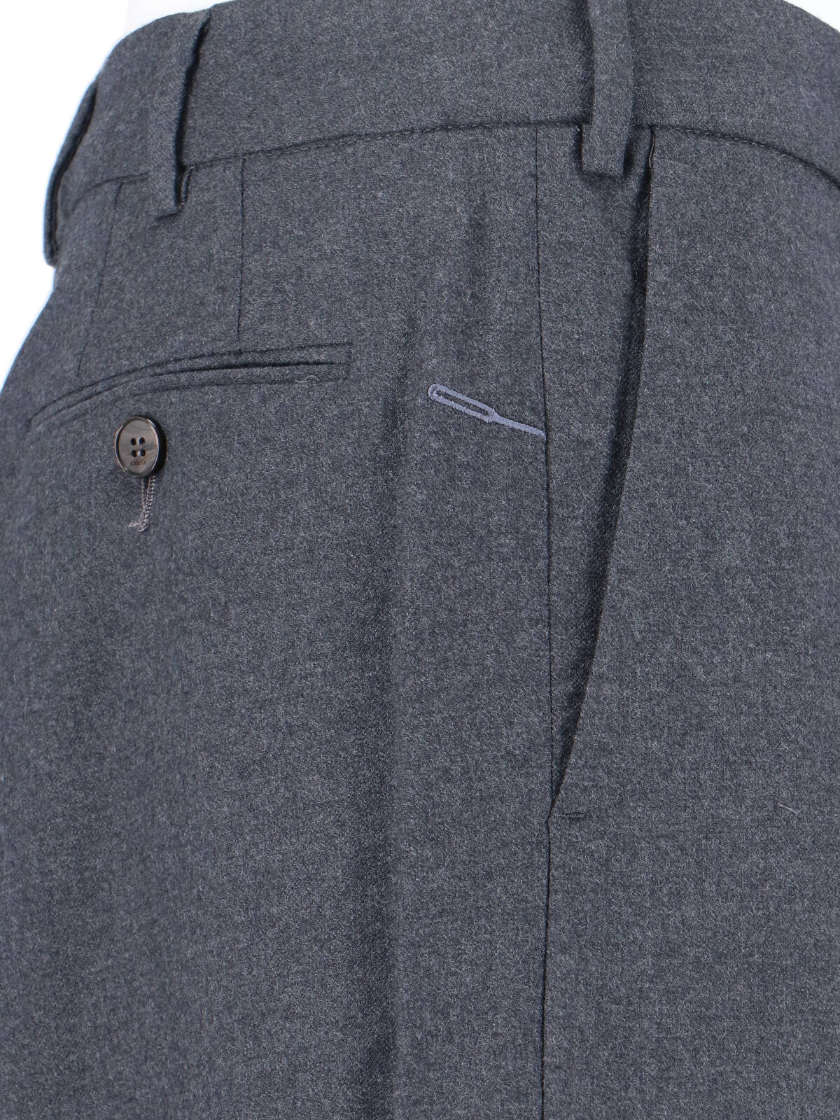 Cruna Mid-rise Grey Wool Trousers With Tailored Finish In Black