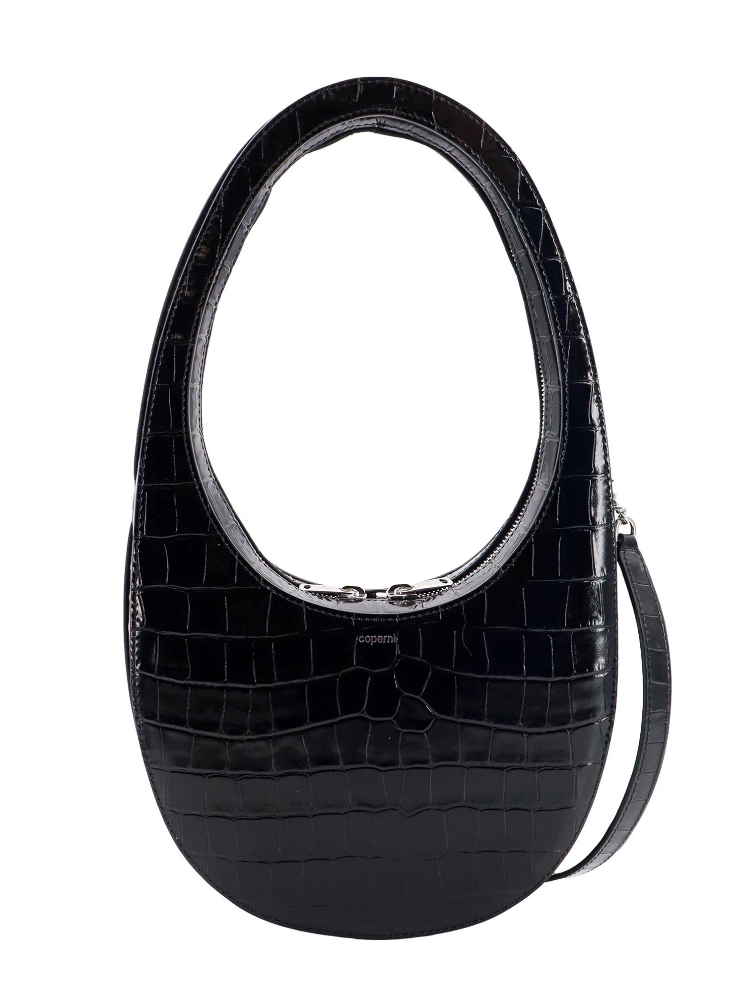 Shop Coperni Croco Swipe Shoulder Bag In Black