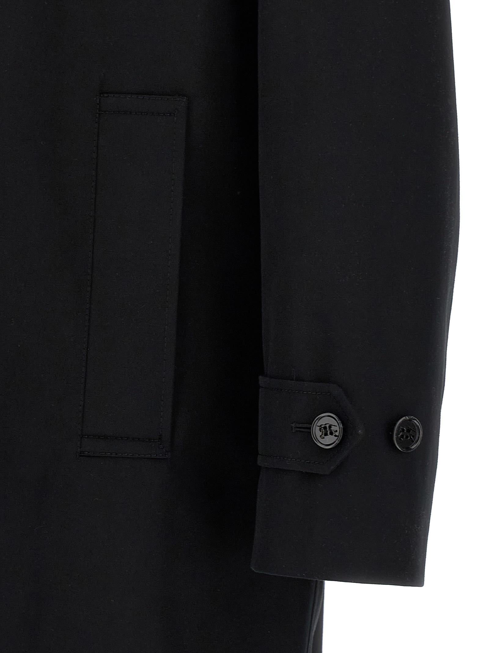 Burberry Collared Coat With Side Pockets And Long Sleeves In Black