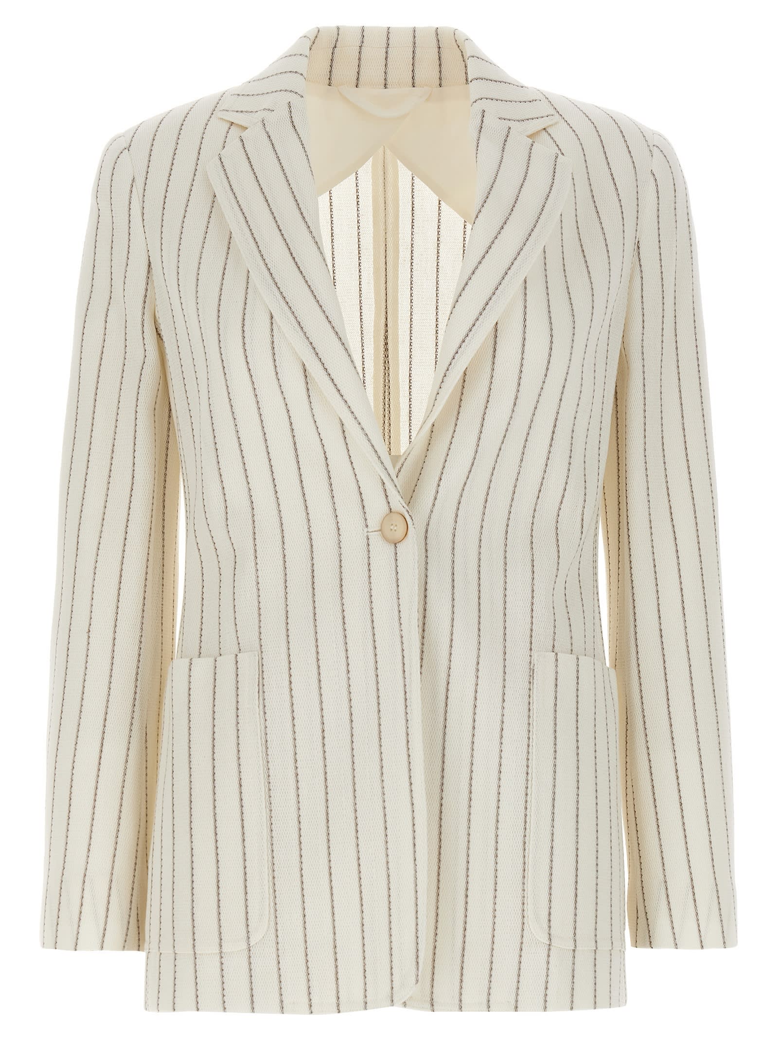 Max Mara Embroidered Stripes Cotton Blend Blazer In Multi